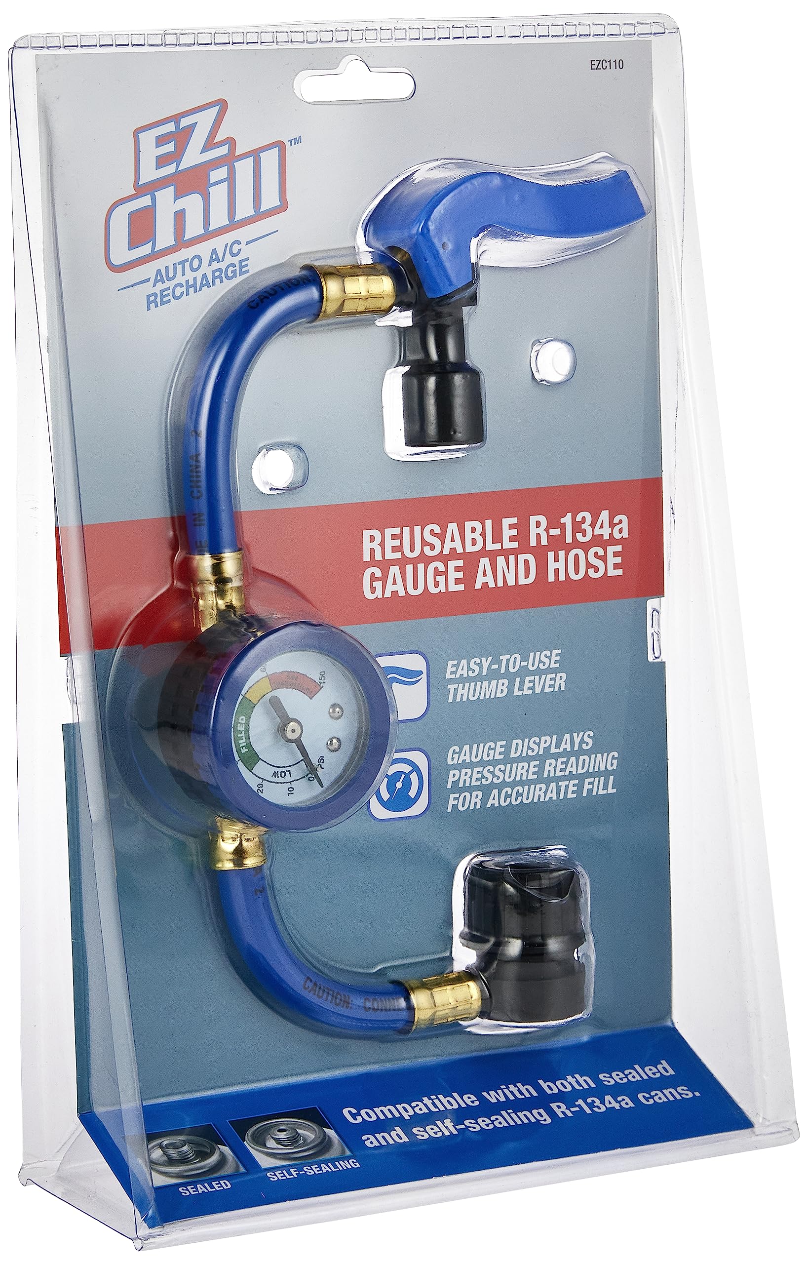 Interdynamics Car Air Conditioner Refrigerant Gauge And Hose By Interdynamics, Ez Chill Reusable Ac Recharge Kit For Cars, Truck
