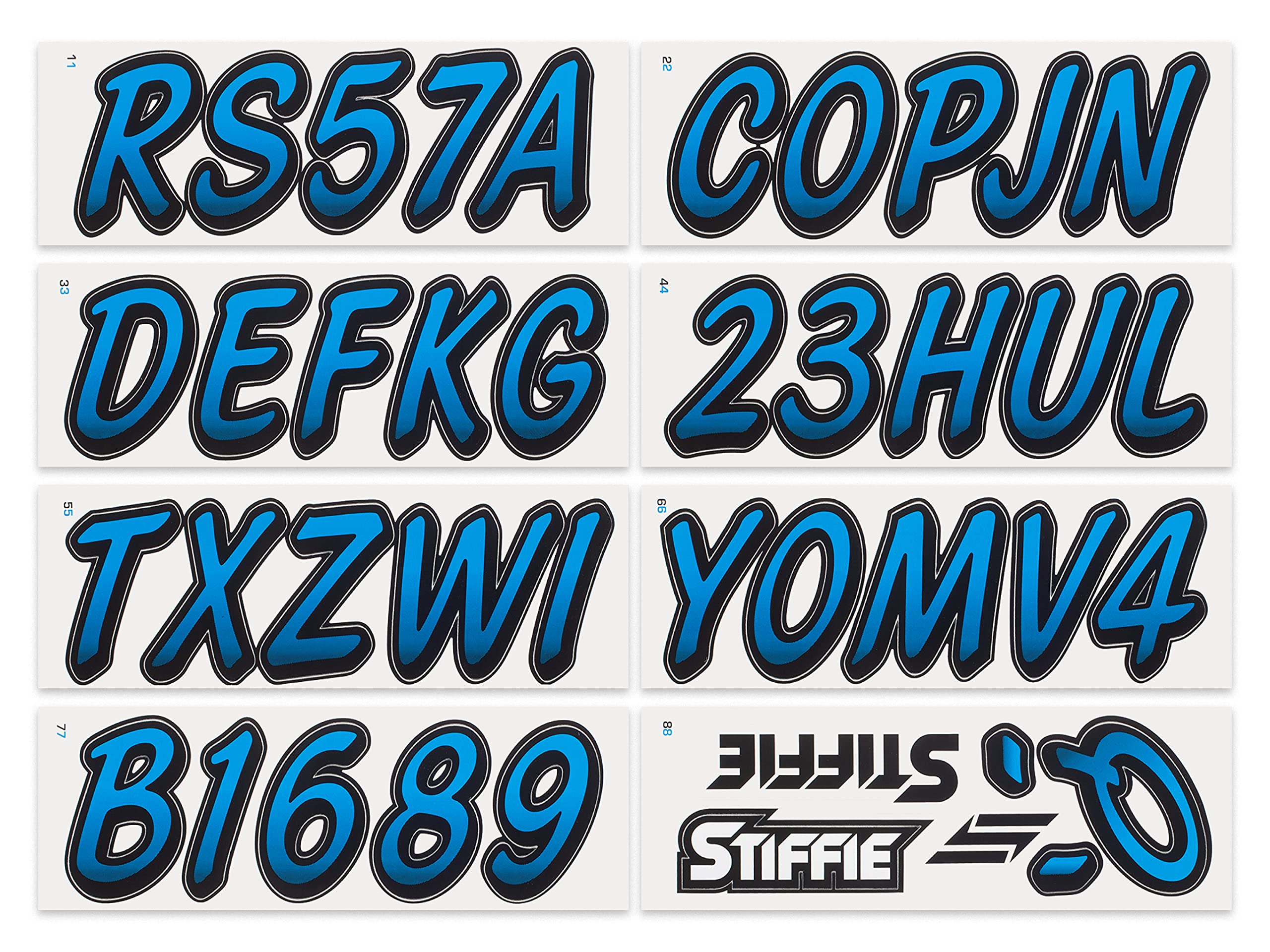 STIFFIE Whipline Blueberry/Black 3'' Super Sticky Boat & PWC Registration Decals  Numbers Letters Stickers