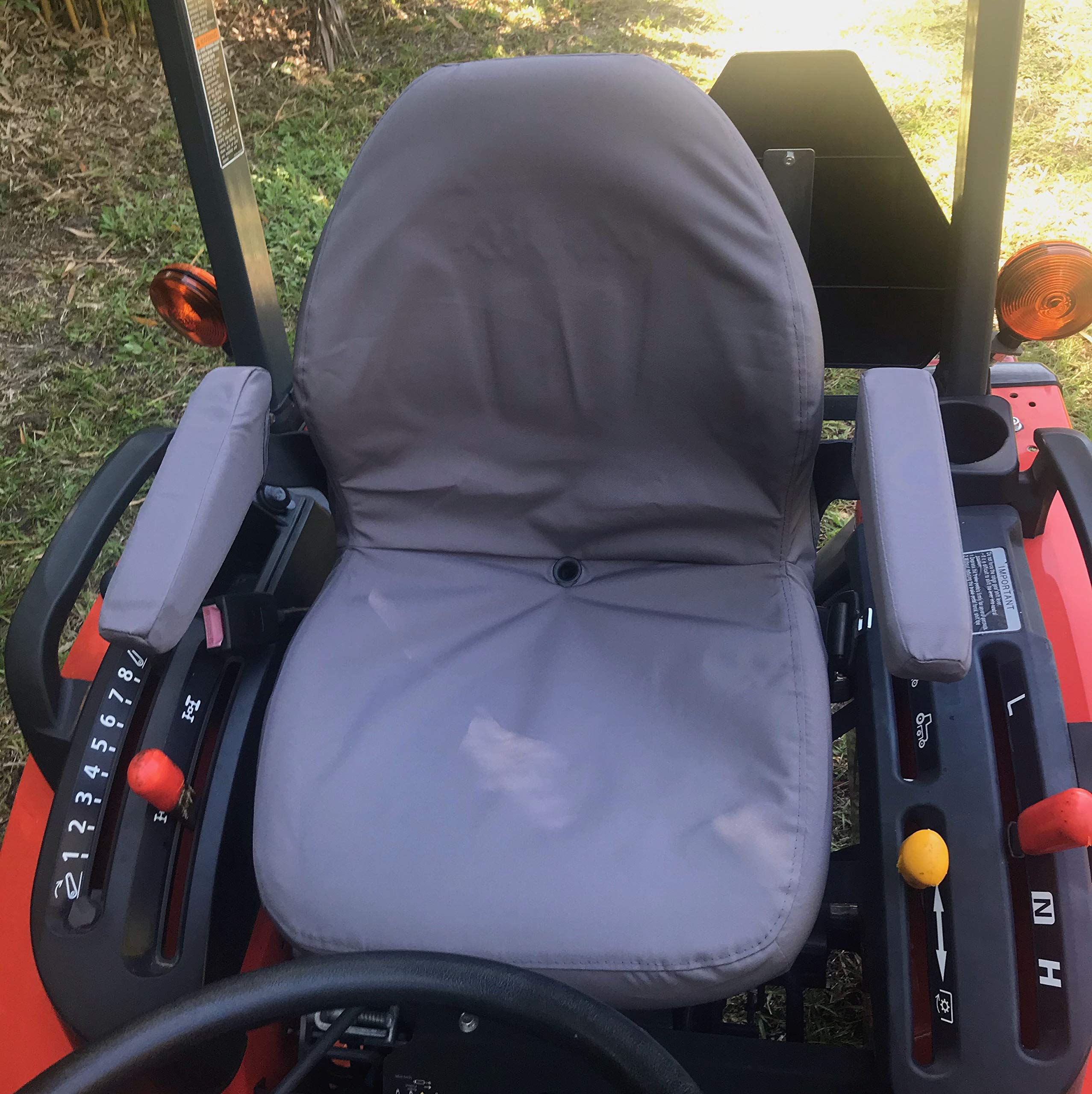 Durafit Seat Covers, Custom Fit Kubota Seat Covers for Tractor B2301 B2601 (KU25 C8 Gray) Zero Turn Z223 with armrests.
