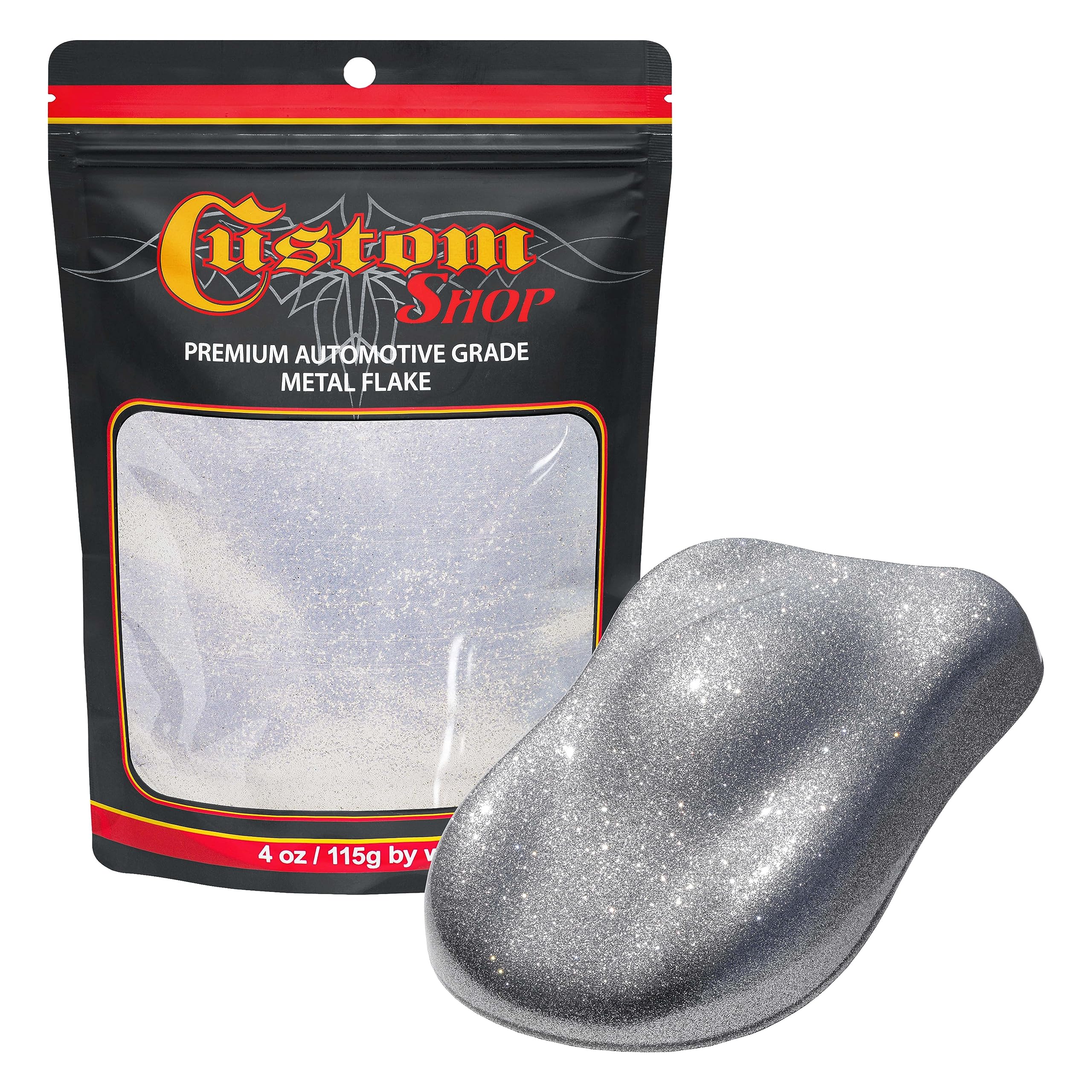 Custom Shop - Chrome Silver - 4-Ounces of Standard Metal Flake .015'' 375 Micron Size - Premium Automotive Grade Flake, UV, Fade