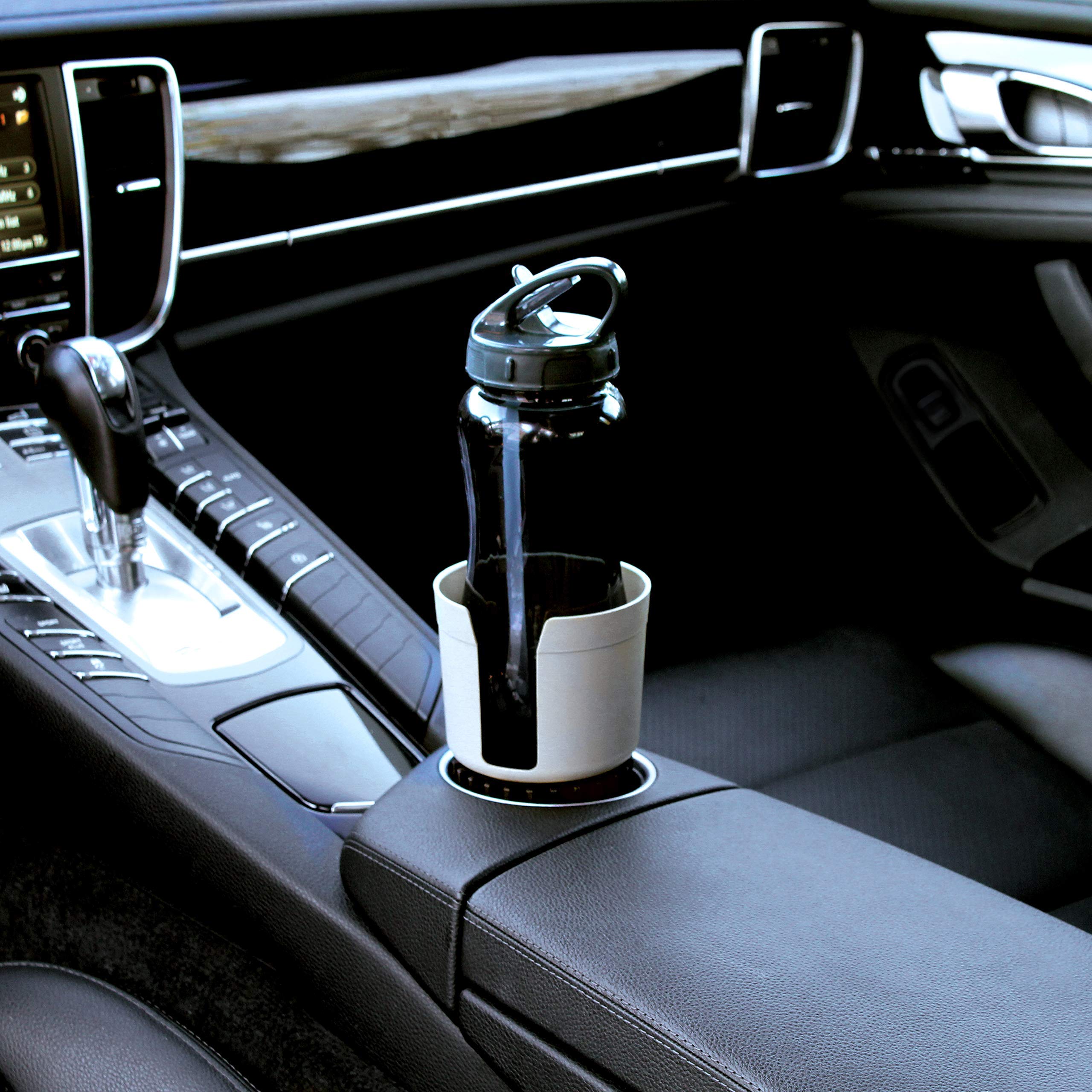 Gadjit CUP KEEPER 2.0 (2 PK) Cup Holder Adapter w/Adjustable Base for Hydro Flasks 18 21 24 oz, Yeti Tumbler 20 & 30 oz, Coffee & Travel Mugs 28 oz, Fits up to 3.25' diameters (Gray)