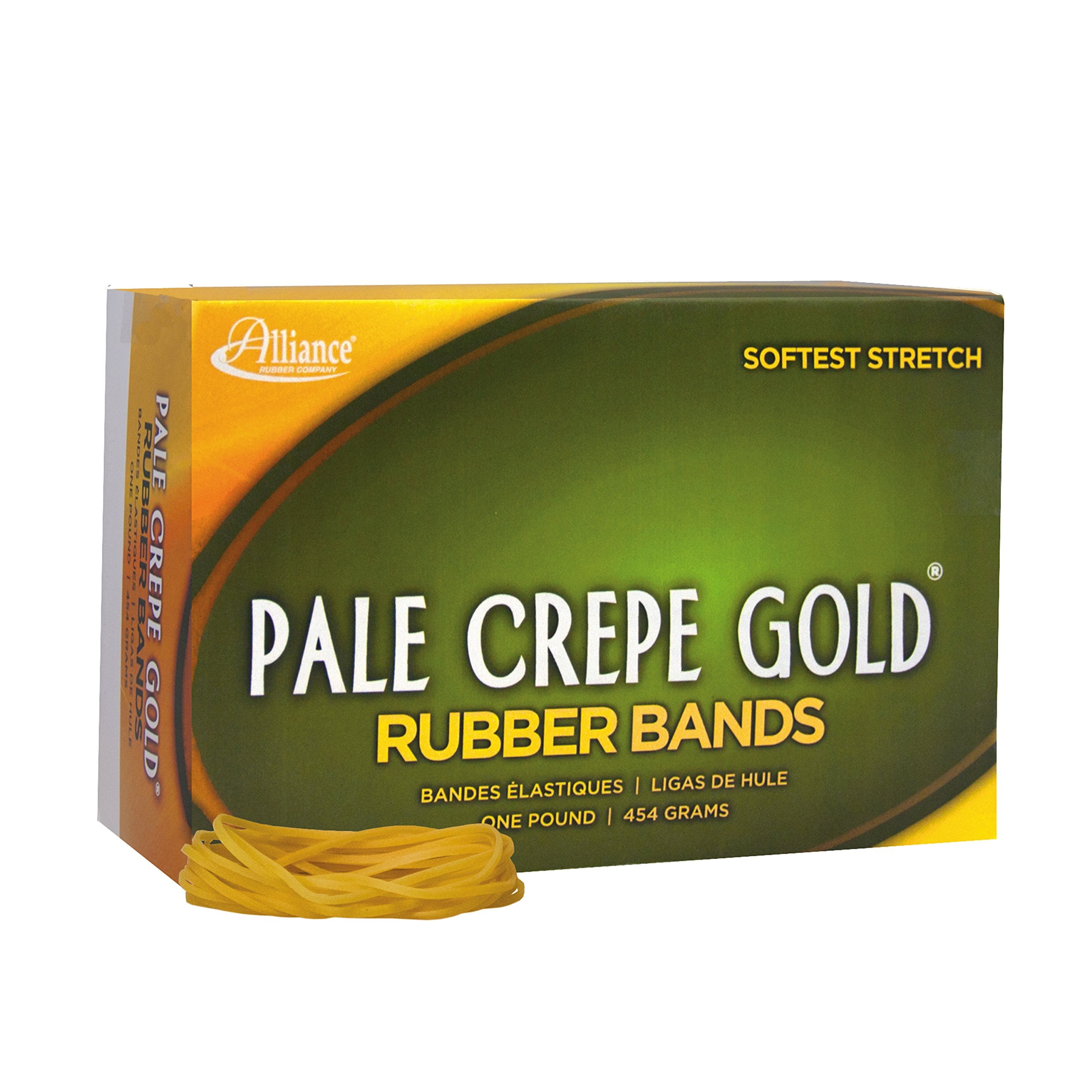 Alliance Rubber 20185 Pale Crepe Gold Rubber Bands Size #18, 1 Lb Box Contains Approx. 2205 Bands (3'' X 1/16'', Golden Crepe)