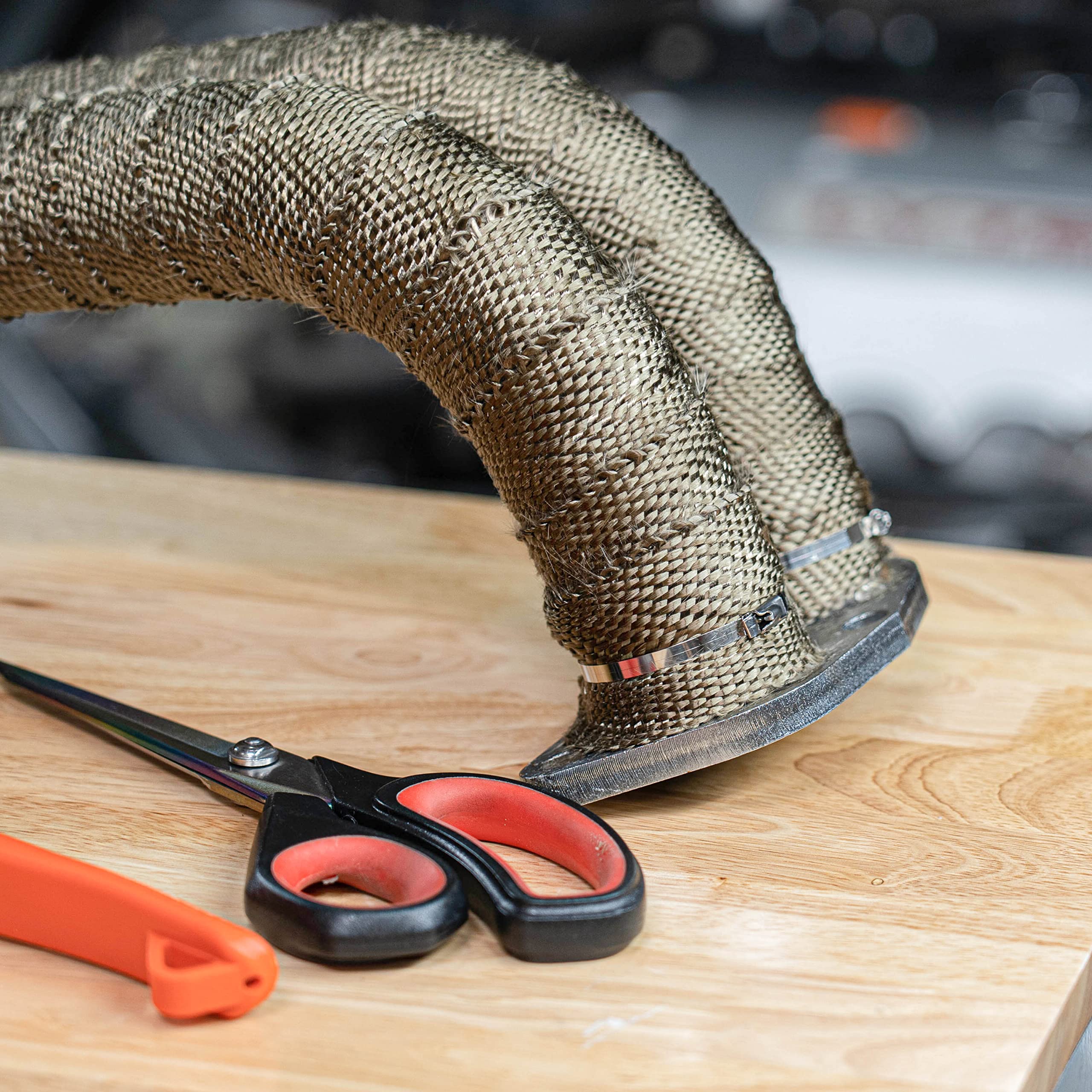 Sunplustrade 2' X 50' Titanium Exhaust Wrap For Motorcycle Car Headers With Stainless Steel Zip Ties