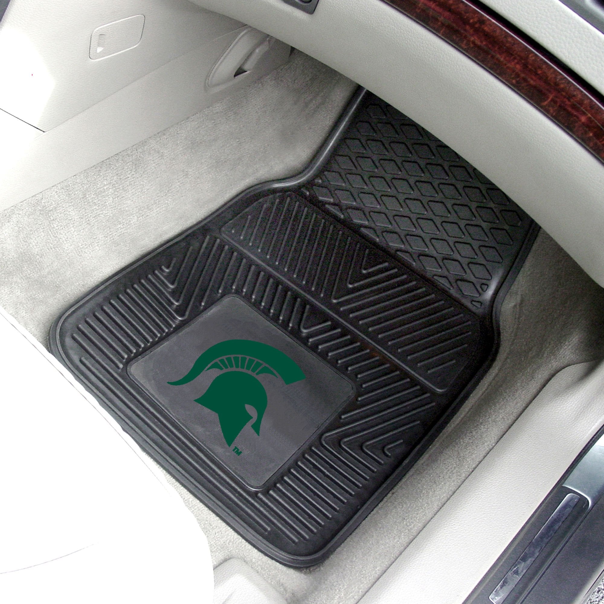 Fanmats Michigan State University Spartans Set of 4 Car Mats for Cars, SUV, Pickups - All Weather Protection, Deep Reservoir Des
