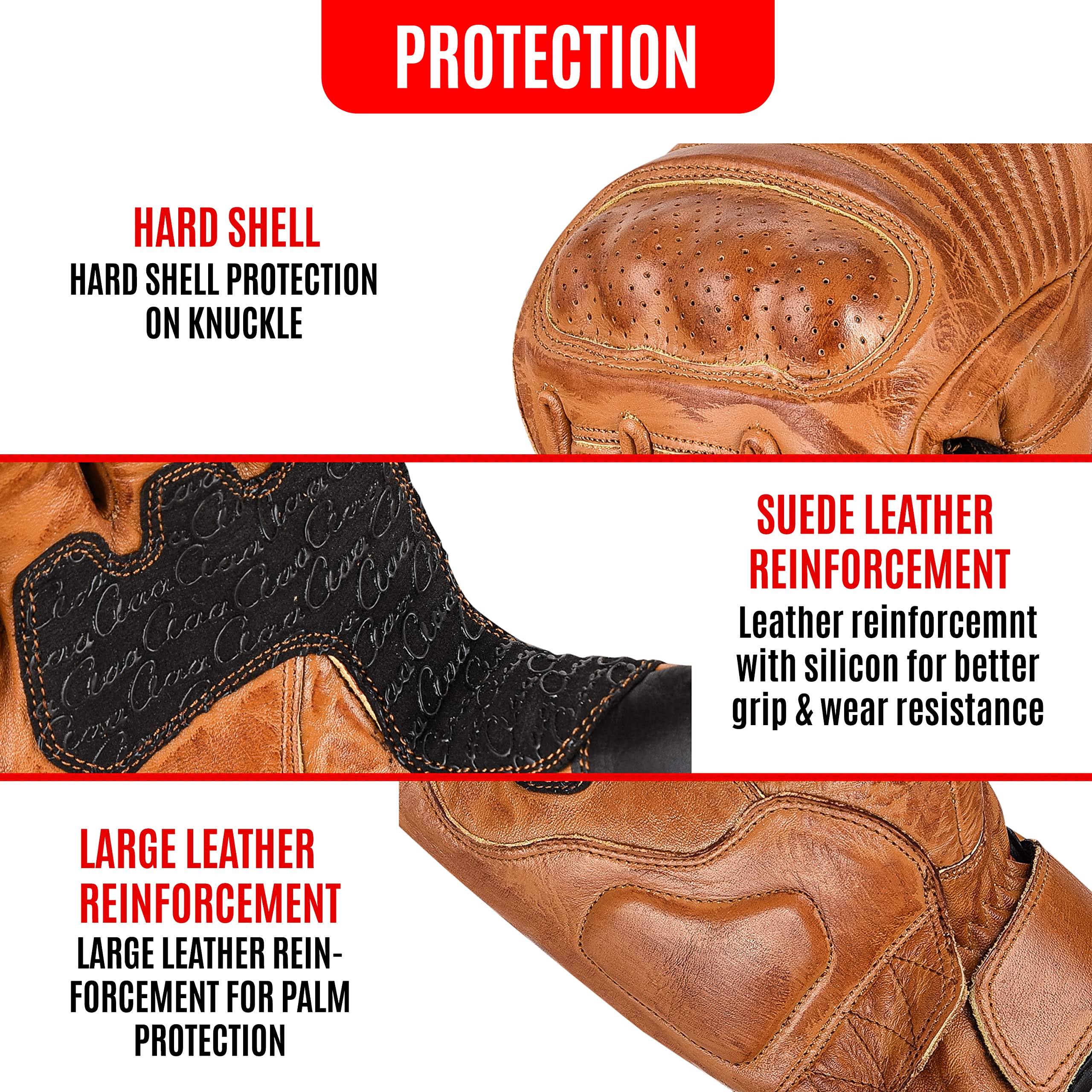 Aaasportx Motorcycle Gloves Leather With Touchscreen Function - Protectors Motorcycle Gloves For Men And Women For All Weather -