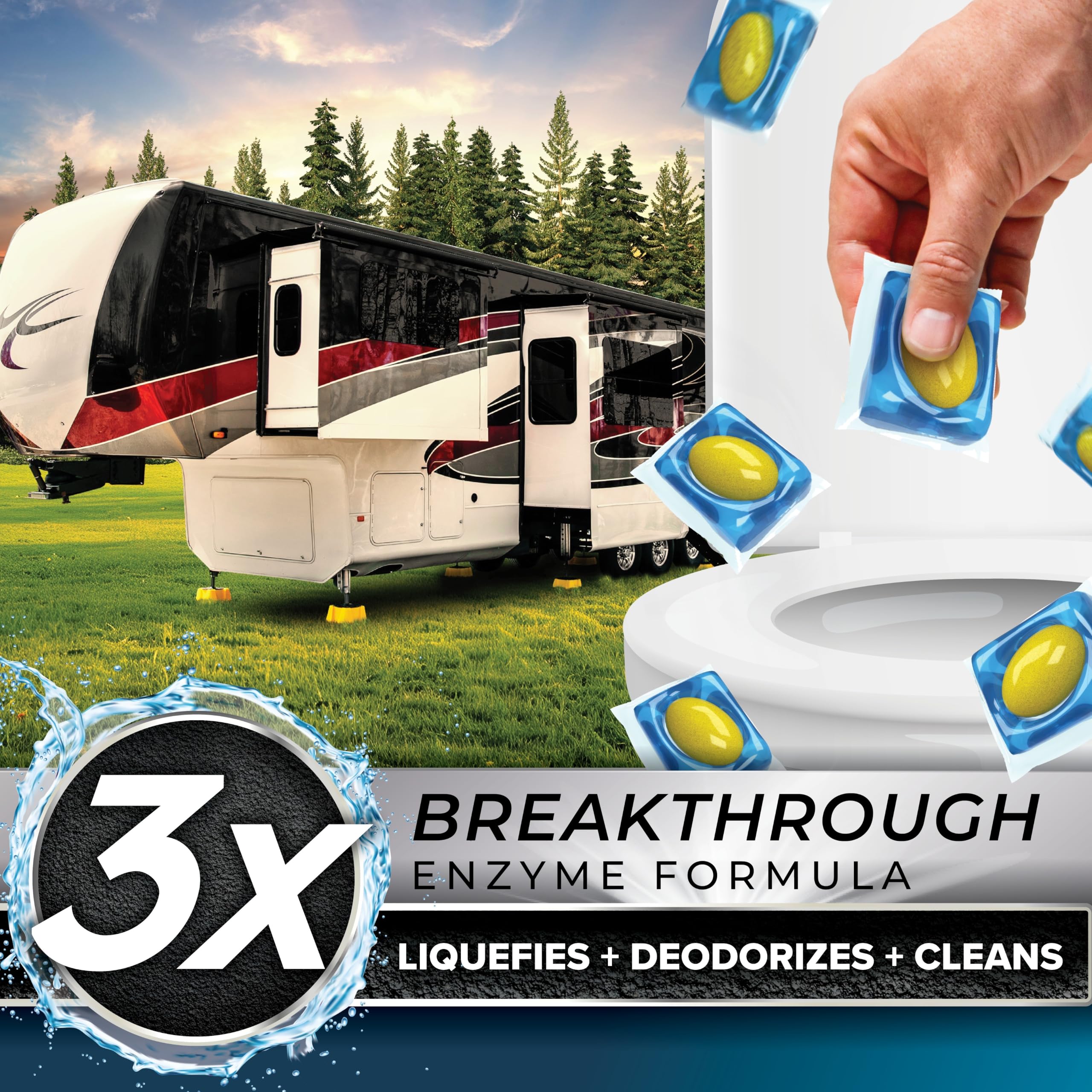 Camco Tst Pro Rv Toilet Treatment Drop-Ins - New & Innovative Bio-Enzymatic Formula For Rapid Rv Sewer Break Down - Rv Black Tan