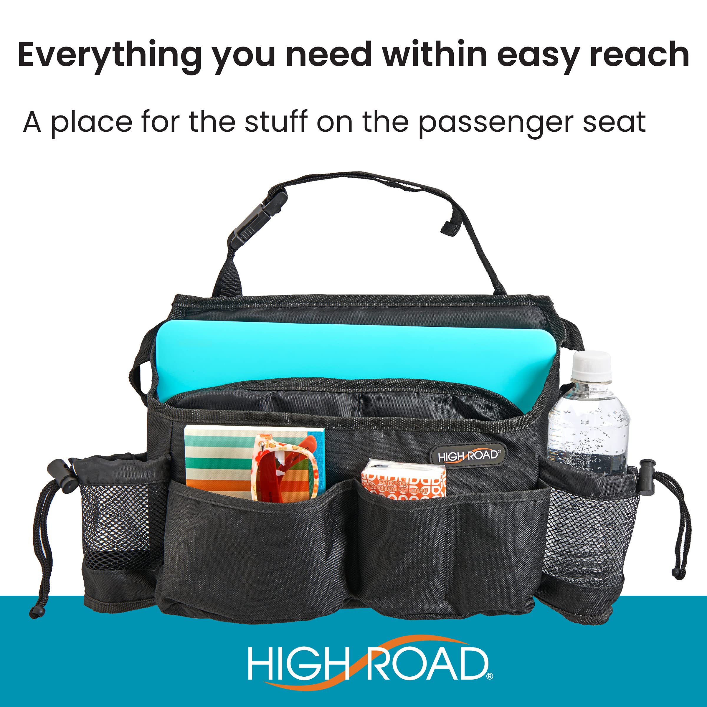 High Road Swingaway Car Front Seat Organizer With 6 Storage Pockets And 2 Bottle Or Cup Holders