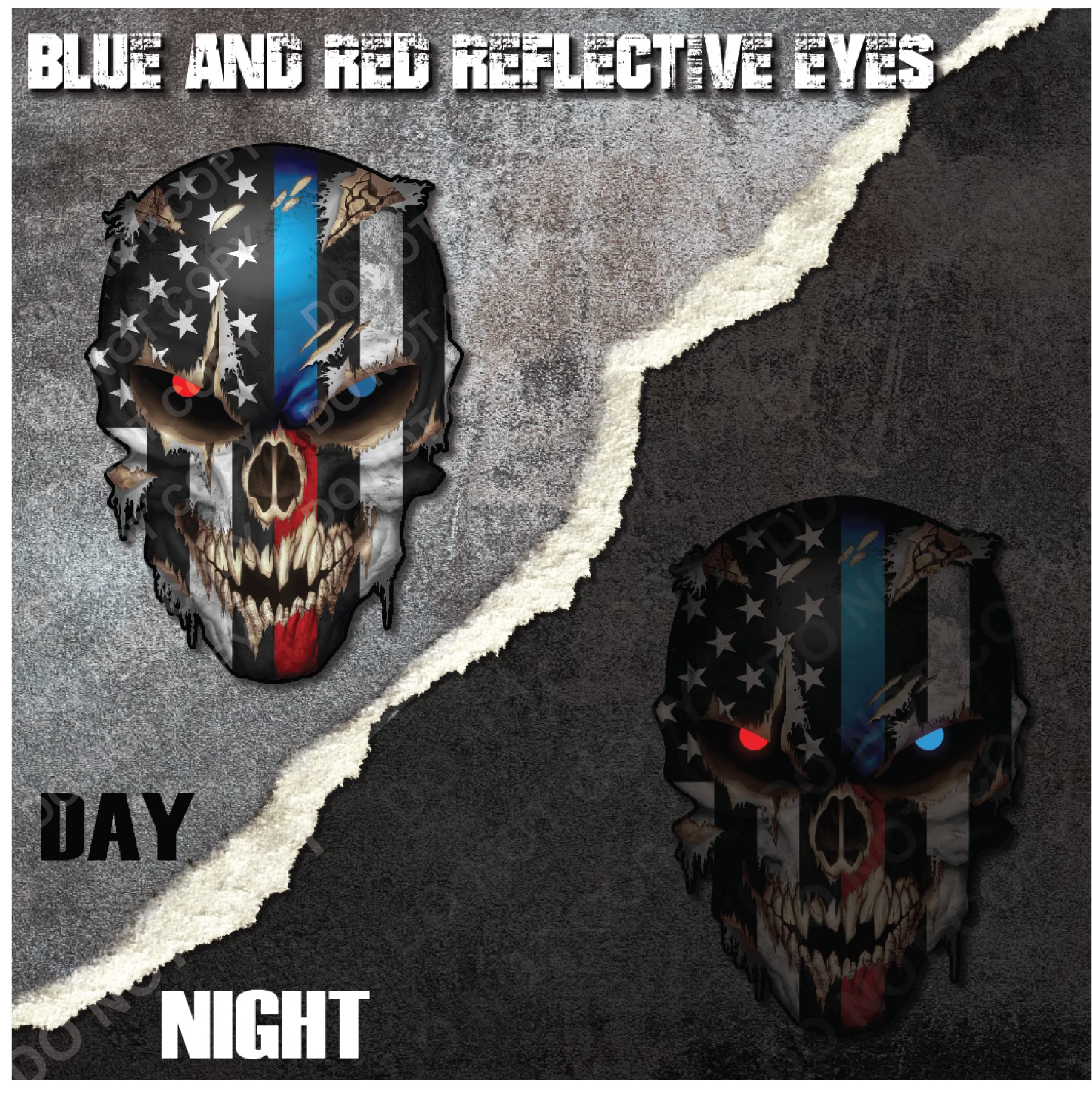 Decals By Haley Ripped Skull Us Flag With Thin Blue And Red Line Honoring Police And Firefighters Fire Fighter Department Firema