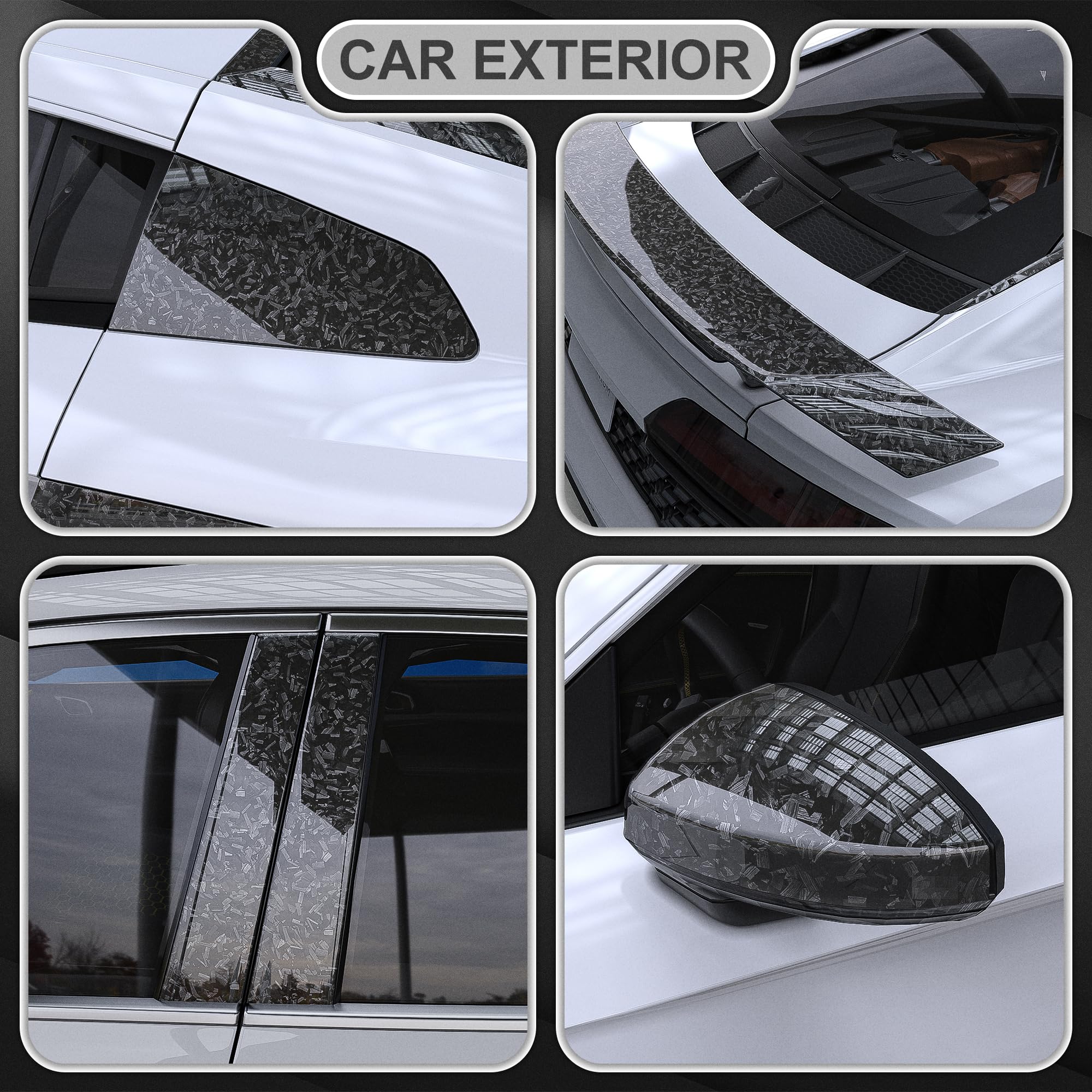 Lypumso Grey Forged Carbon Fiber Vinyl Wraps, Car Body Wraps With Self-Adhesive For Diy Use, Vehicle Interior And Exterior Films