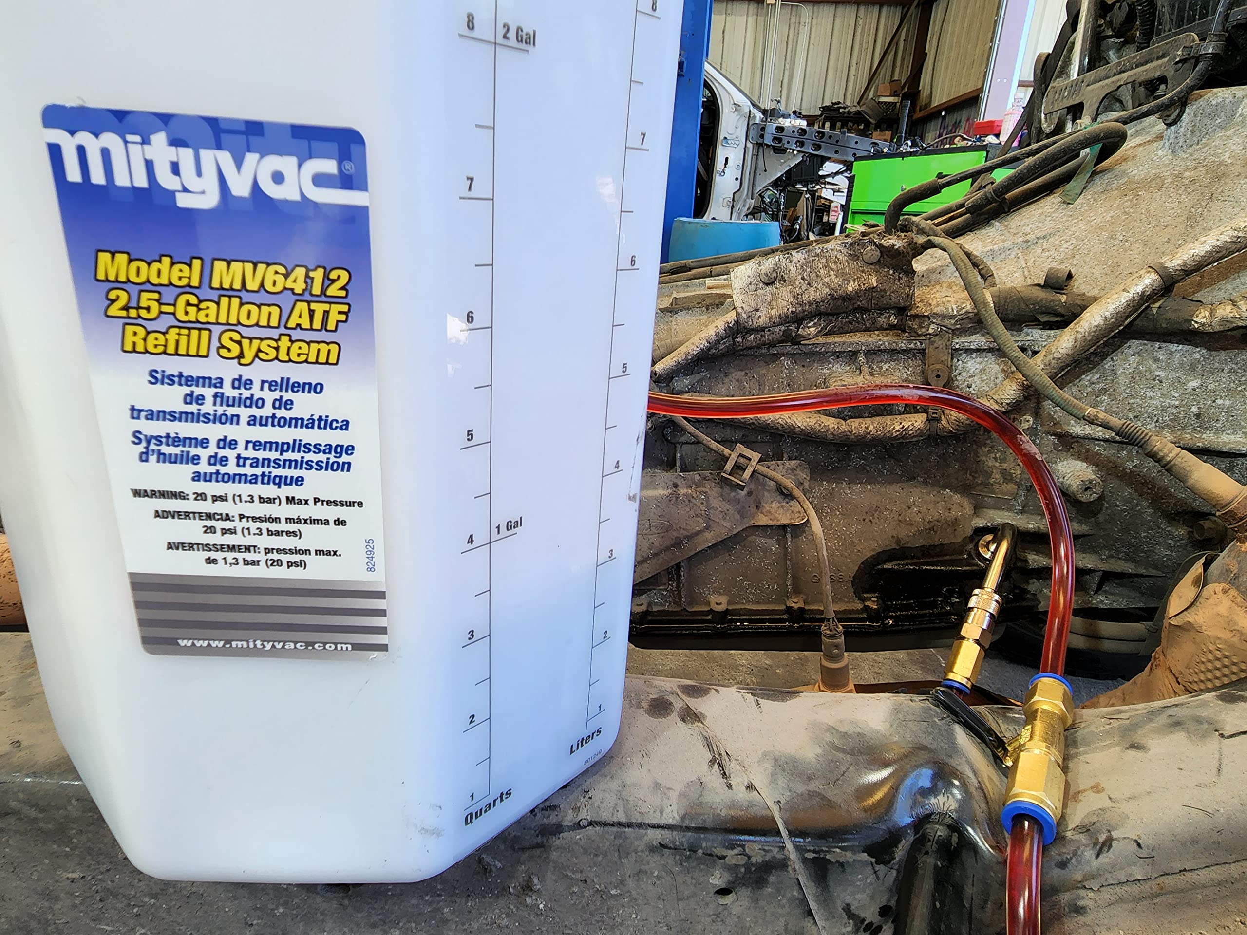 Mityvac MV6412 ATF Pneumatic Refill System; Air Operated, Services Sealed Automatic Transmissions with up to 2.5 Gallons of Fluid; Includes Quick-Change Style Accessory Connections
