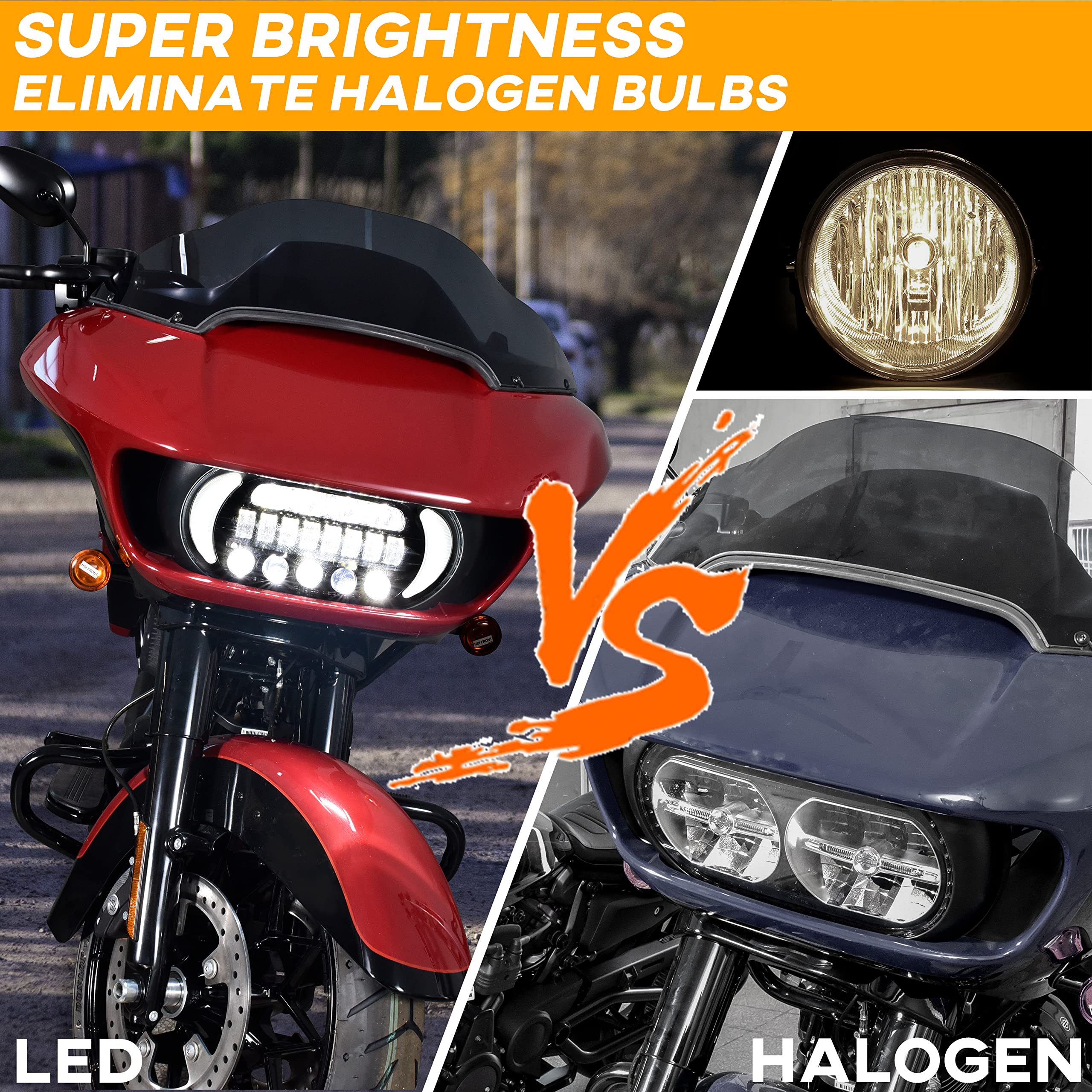 VEISUTOR LED Headlight for Road Glide 15-20, LED Head Light Headlamp Front Lamp with High Low Beam Turn Signal Light White Runni