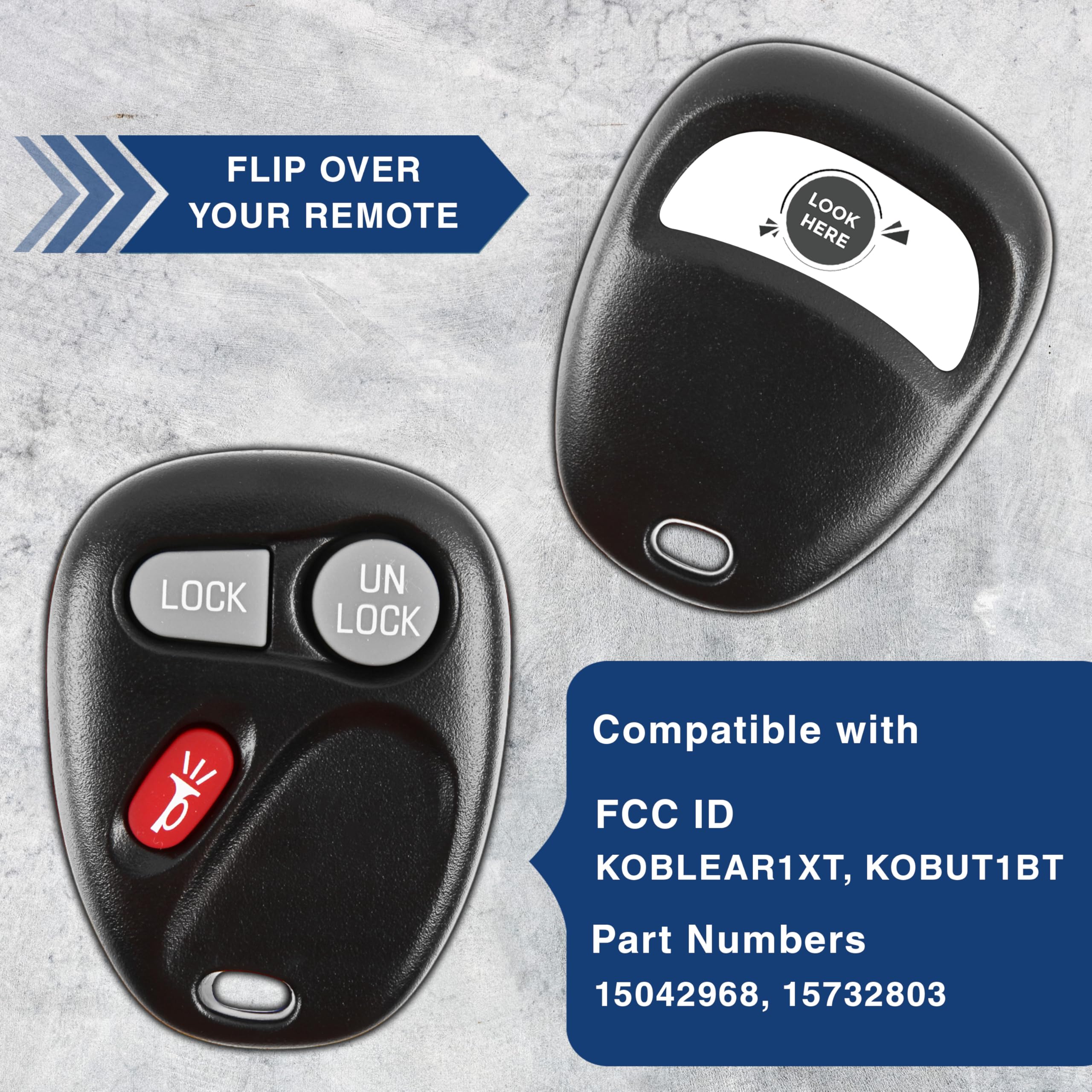 Keylessoption Key Fob Replacement For 1998 1999 2000 2001 2002 2003 2004 Cadillac Escalade Chevrolet Chevy Silverado Suburban Tahoe Gmc Yukon Sierra Keyless Entry Remote, 3-Button 15042968-2 Pack