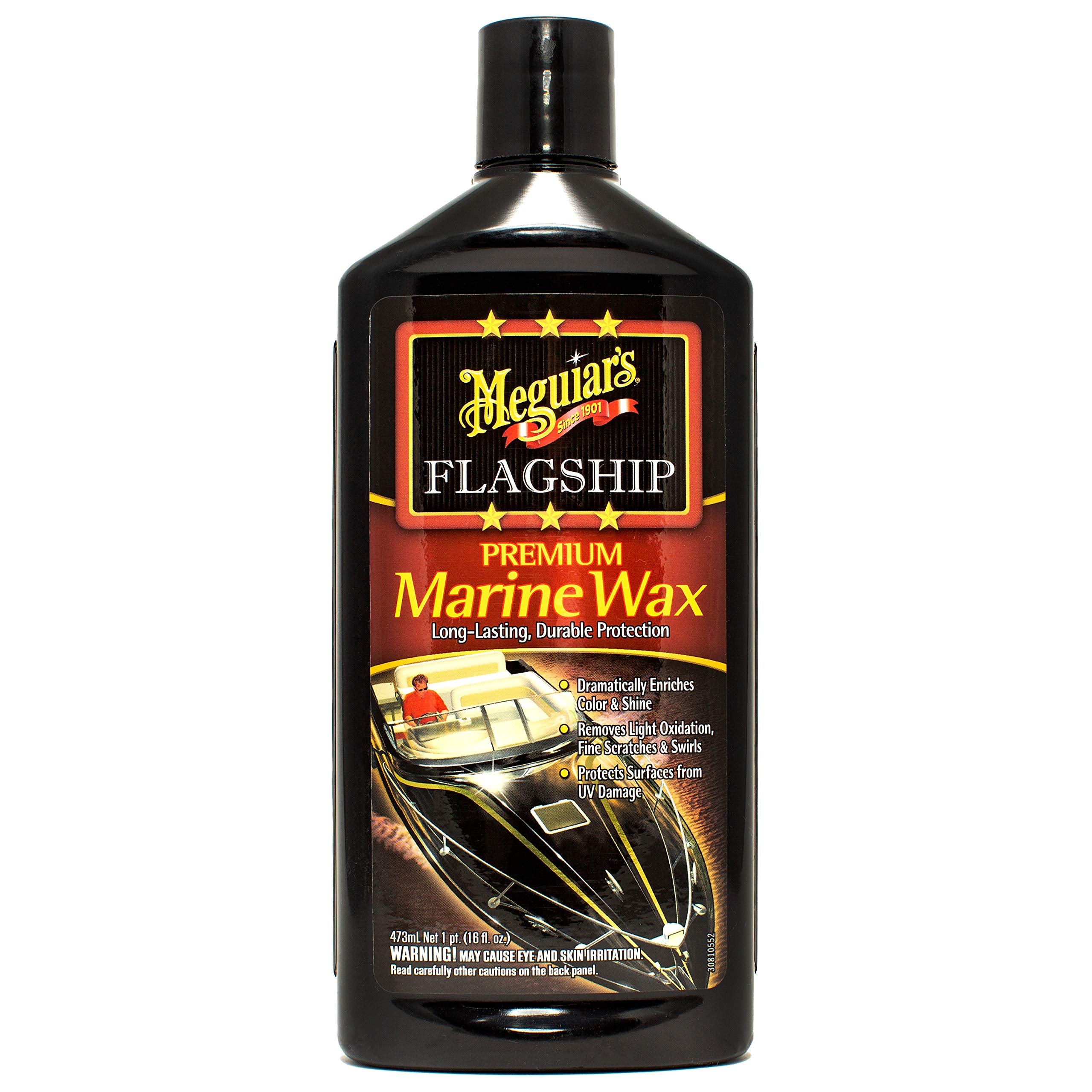 Meguiar'S Flagship Premium Marine Wax M6316 - Synthetic Rv And Boat Wax - Durable Fiberglass And Gel Coat Protection For A Long-Lasting Shine - Professional-Grade Wax With Uv Protection, 16 Oz Liquid