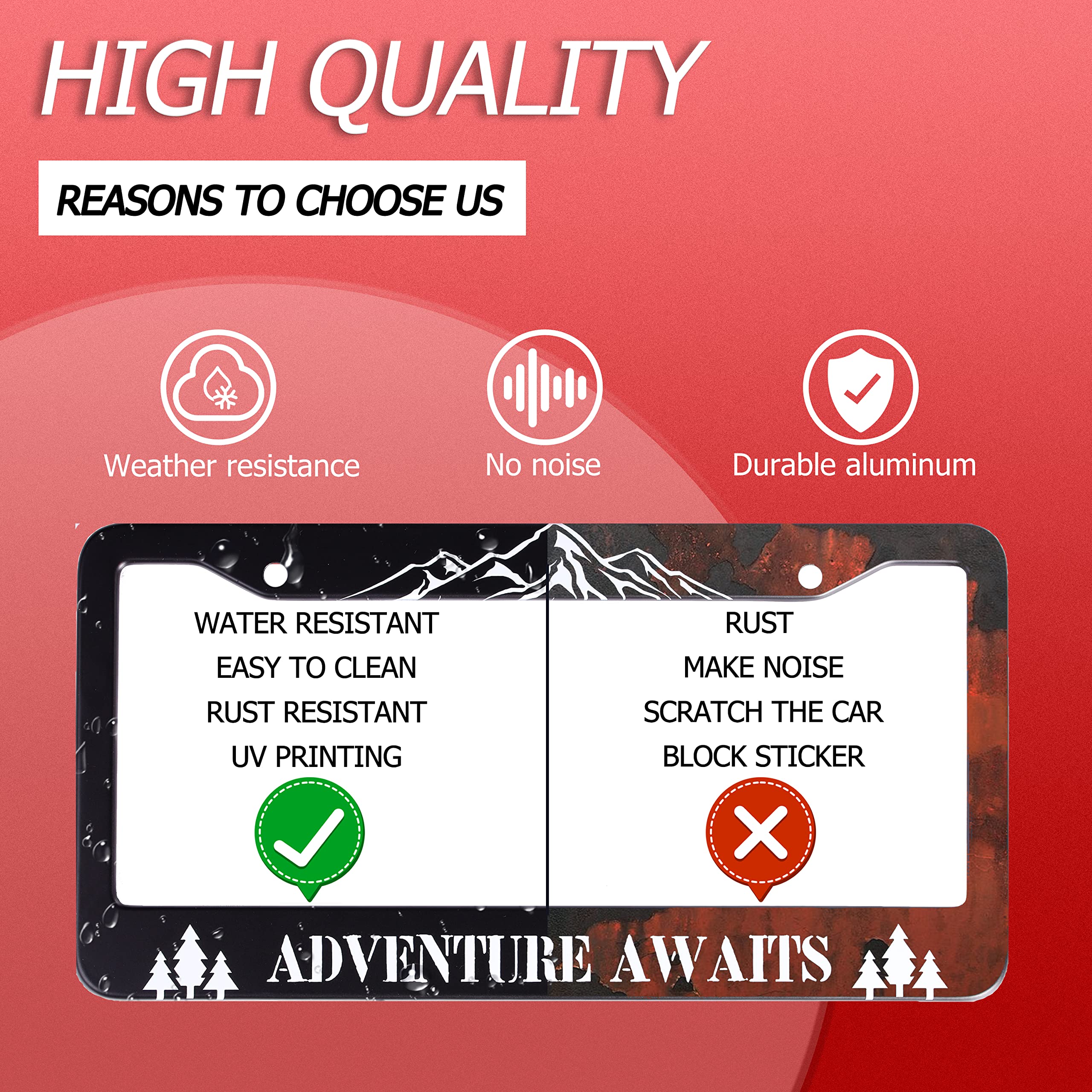 Mountains License Plate Frame Stainless Steel Car Accessories Deer Bear Forest Mountain License Plate Frames Personalized Licens