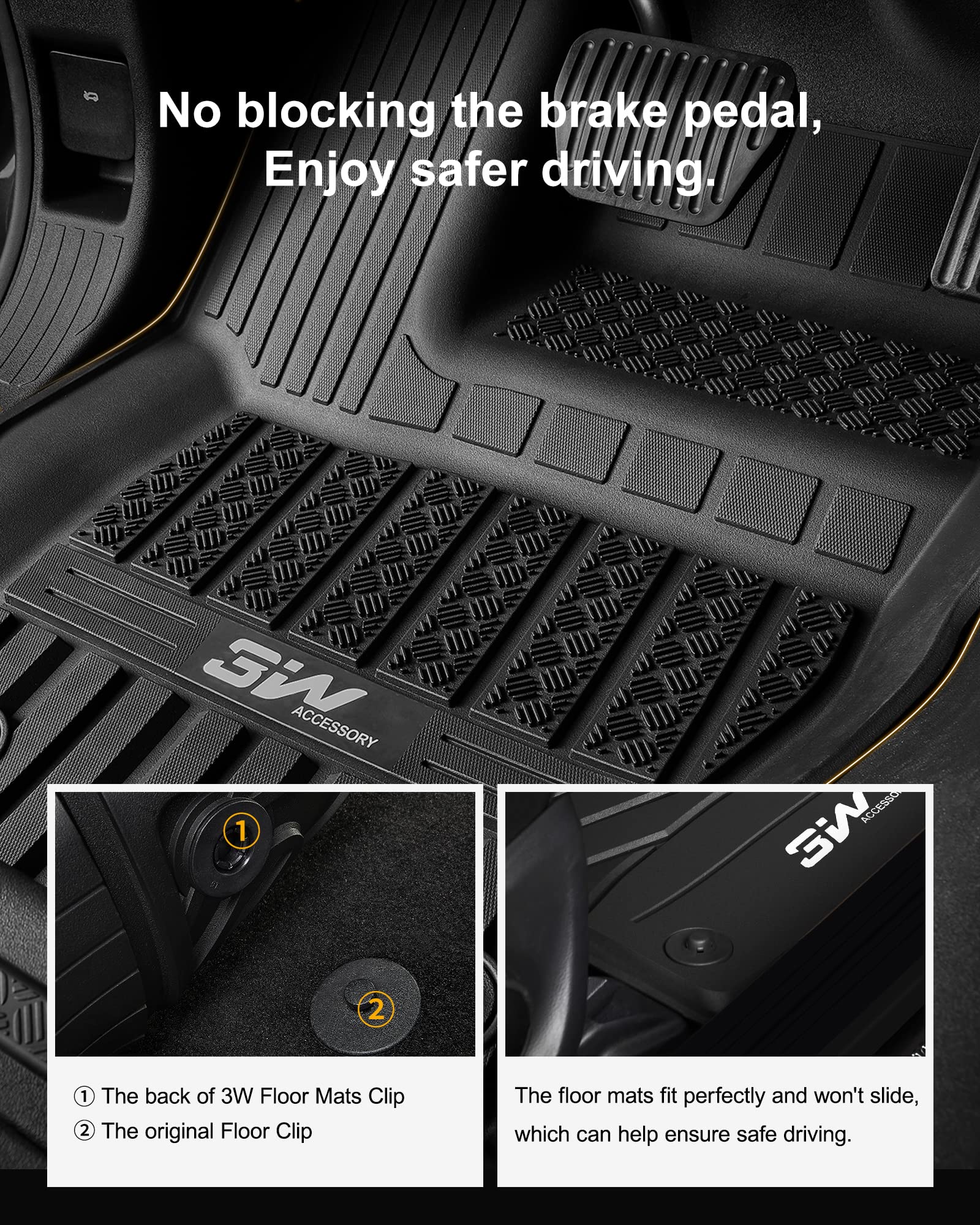 3W Floor Mats Fit Land Rover/Range Rover Defender 110 2020-2024 2025 (Not For Defender 110S/Rubber Flooring), Tpe All Weather Cu