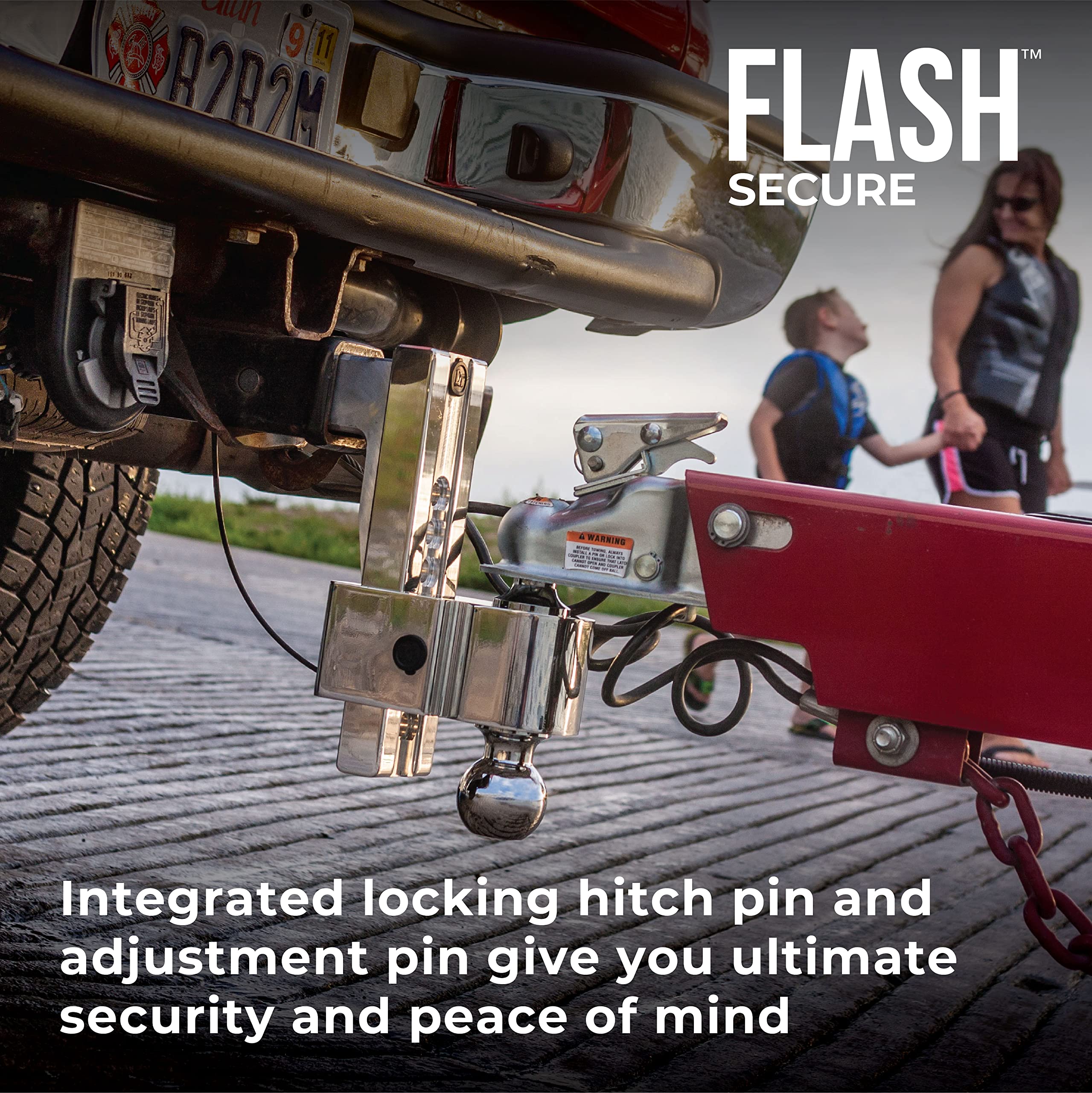 Fastway Flash Secure 44-00-4606 Adjustable Dual Locking Aluminum Ball Mount With 6 Inch Drop, 2.5 Inch Shank, Built-In Locks, An