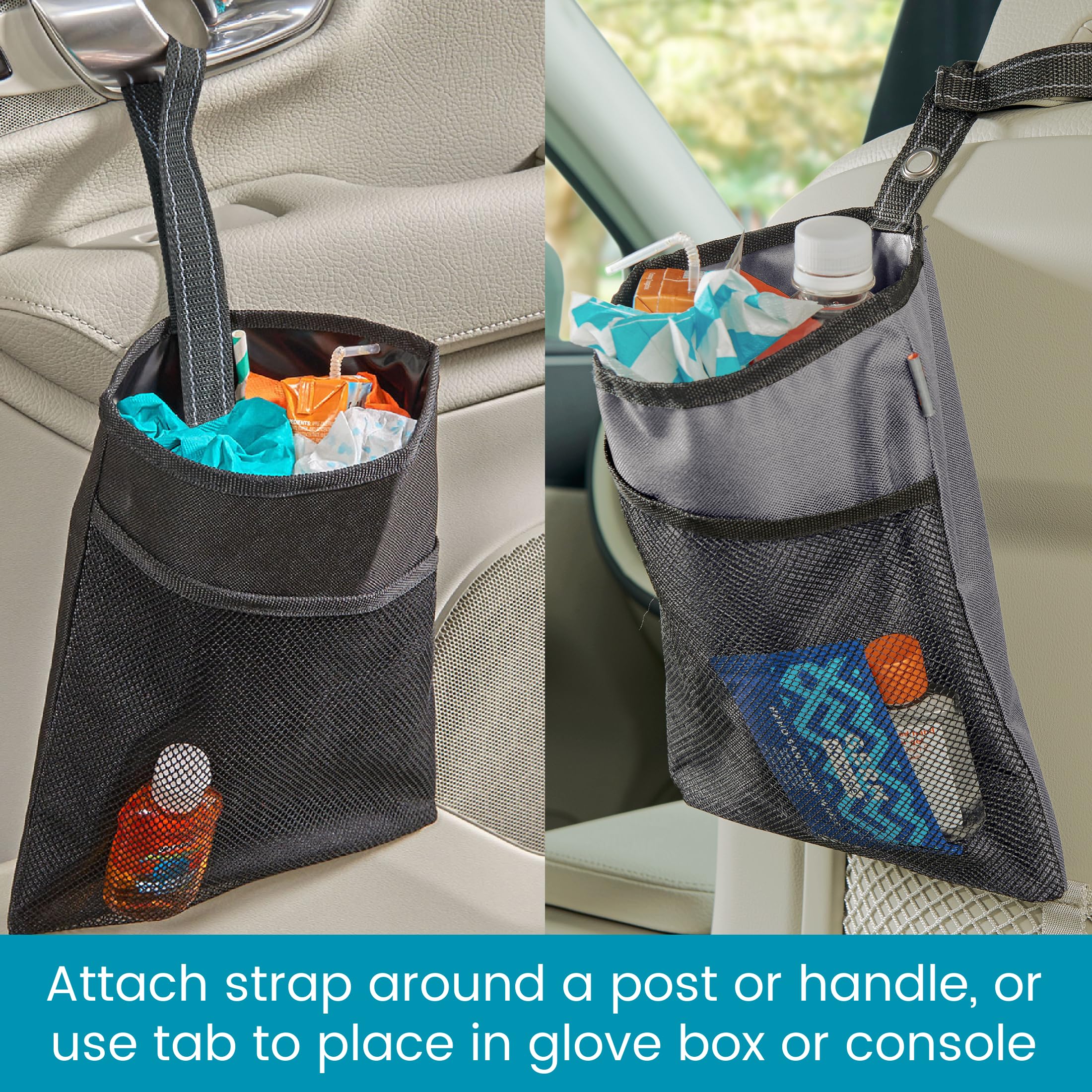 High Road Trimtrash Hanging Car Garbage Bag - Leakproof And Compact With Magnetic Closure And Storage Pocket