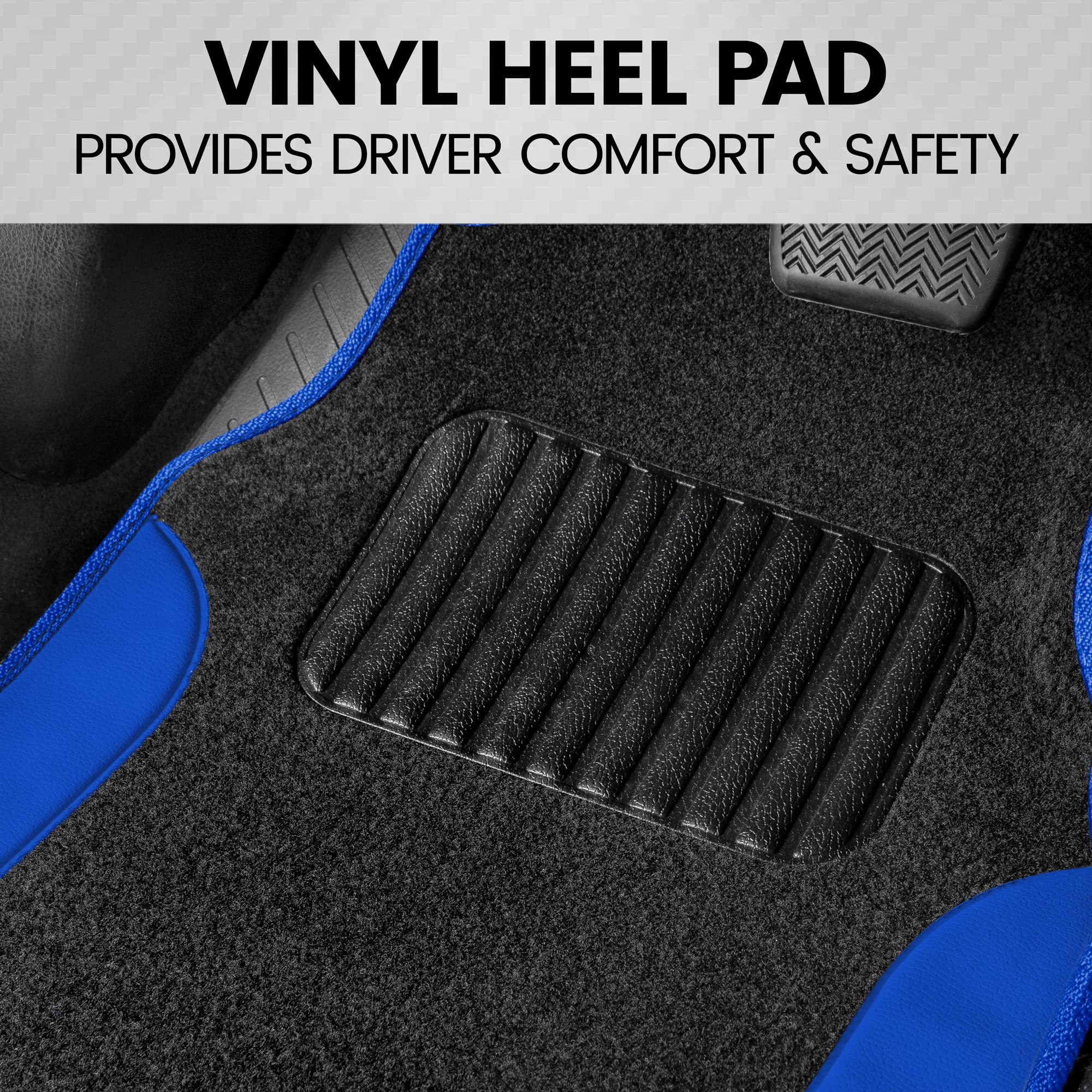 Bdk Polypro Blue Car Seat Covers Full Set With 4-Piece Car Floor Mats - Two-Tone Seat Covers For Cars With Carpet, Interior Cove
