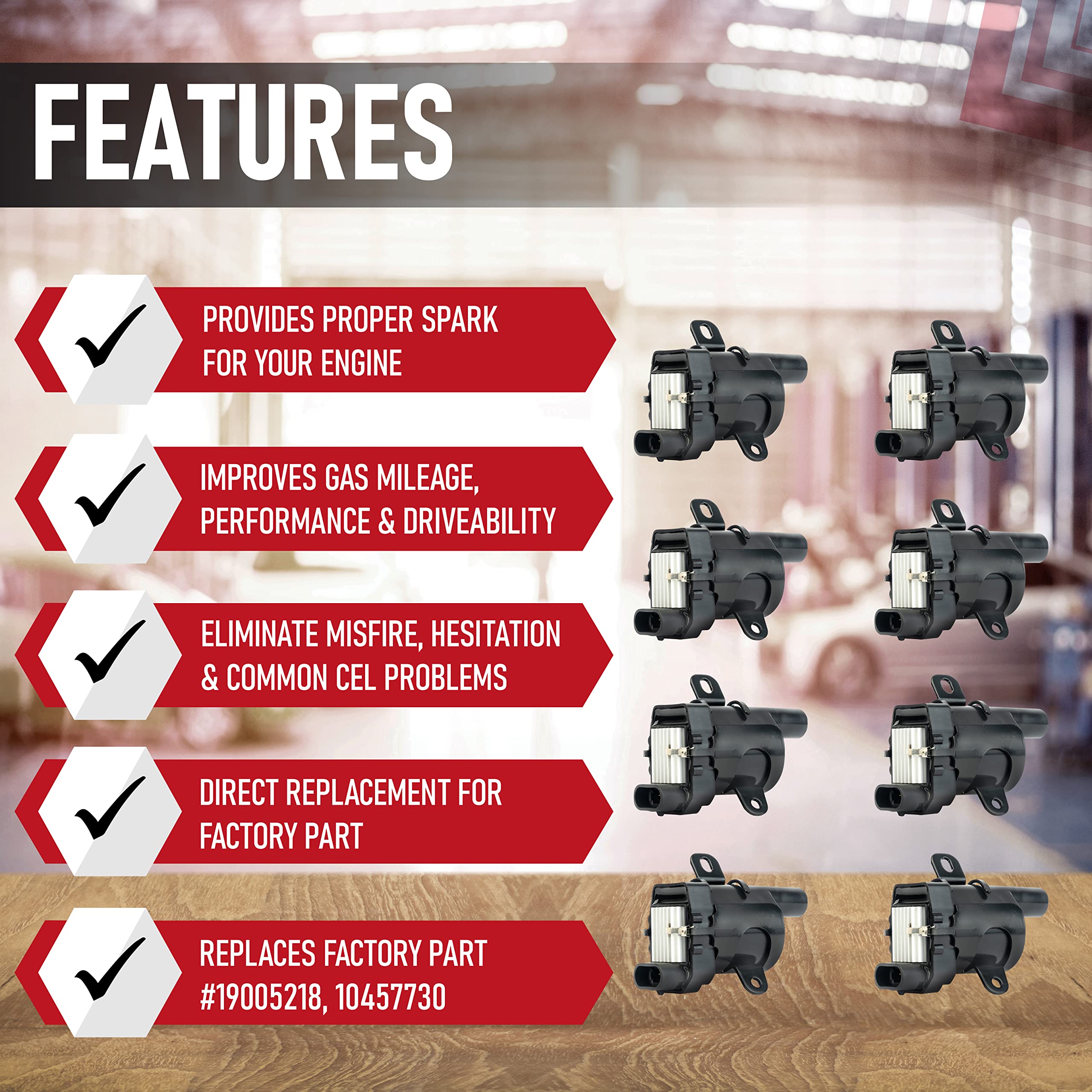 Ignition Coil Pack Set Of 8 - Replaces 12563293, D585, C1251, 19005218 - Compatible With Chevrolet, Gmc, Cadillac & Other Gm Veh