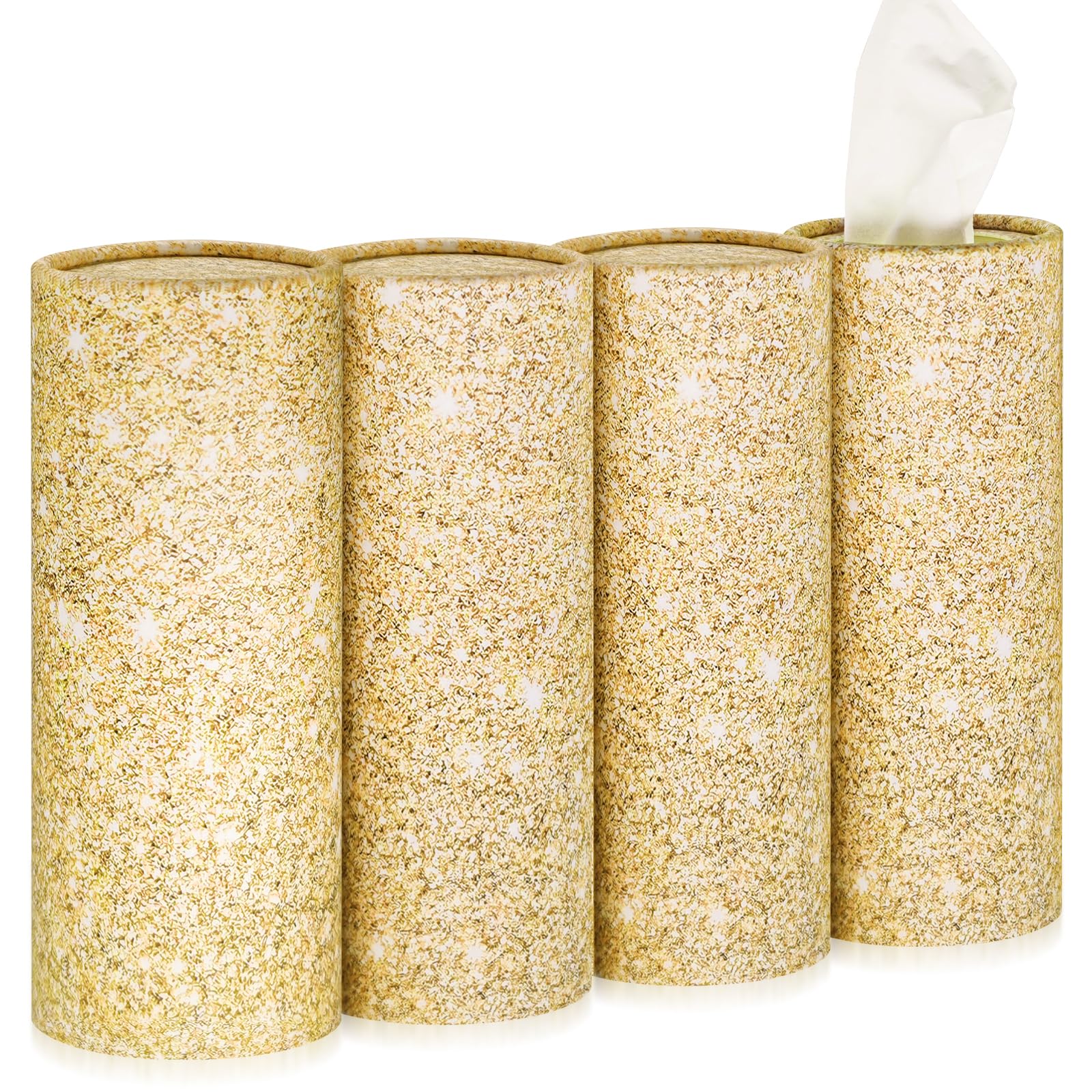 Car Tissues Holder,4 Pack Car Tissue Box,Travel Tissue Tubes for Car Cup Holder(200 Tissue/3-ply) (Gold)