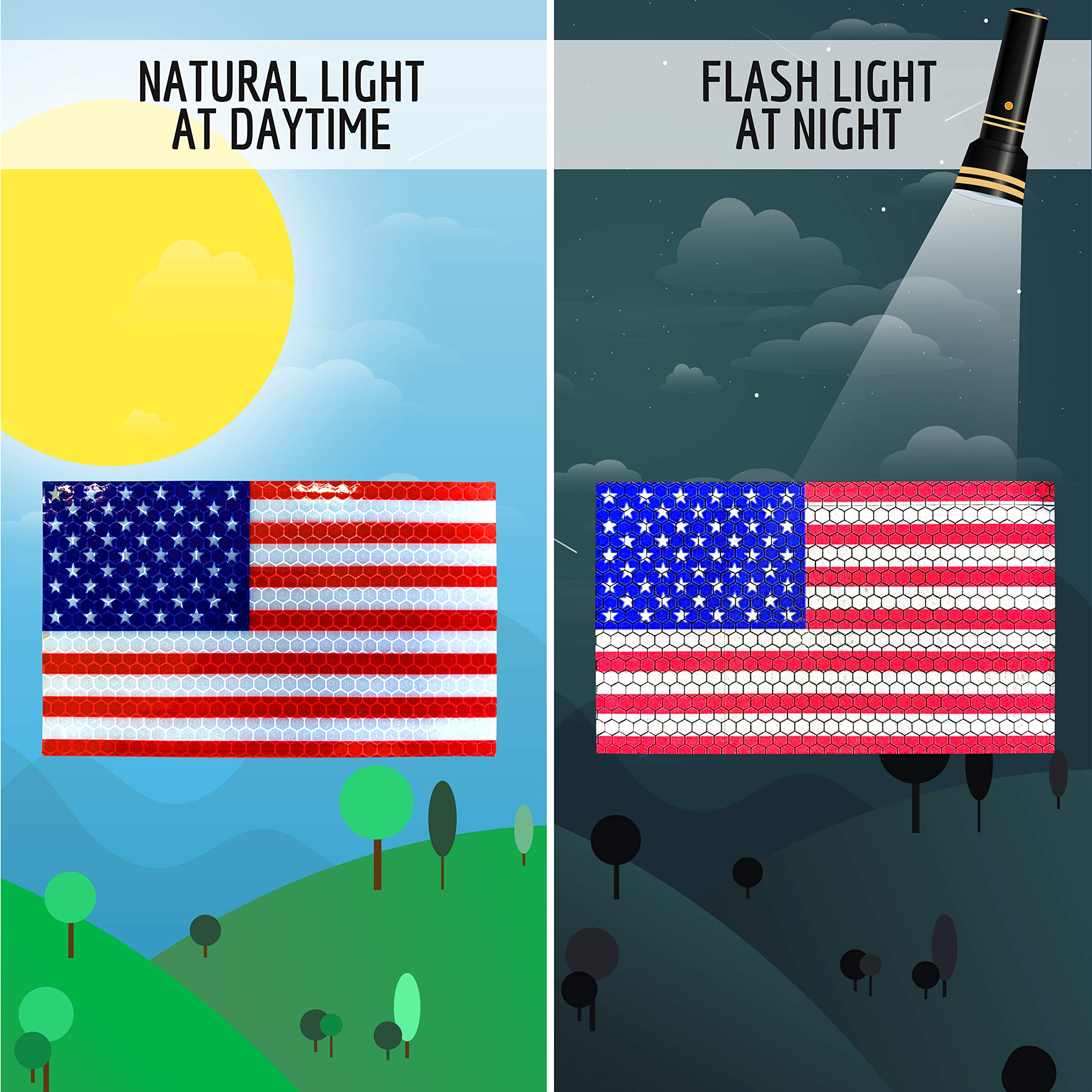 3Pc Reflective American Flag Sticker - 5X3 Inches - American Flag Decal - American Flag Stickers Decals For Car Bumper Truck Window Small Auto Vehicles Helmet - Usa Patriotic Stripe Vinyl Outdoor