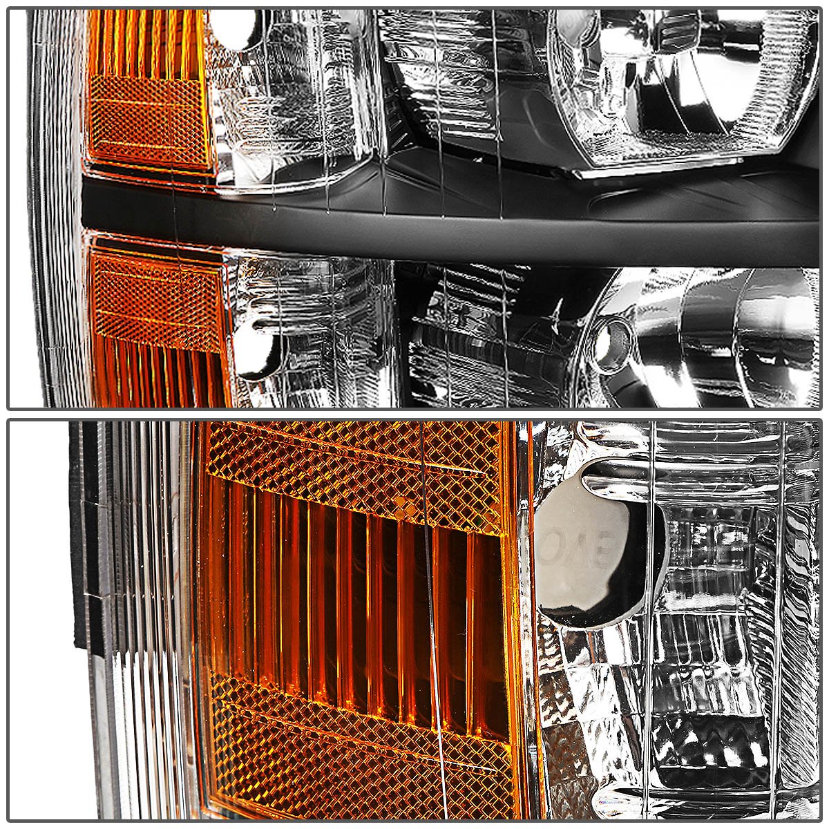 Dna Motoring Hl-Oh-Csil07-Bk-Am Pair Of Black Amber Headlights Compatible With 07-13 Silverado 1500/07-14 Silverado 2500 Hd 3500
