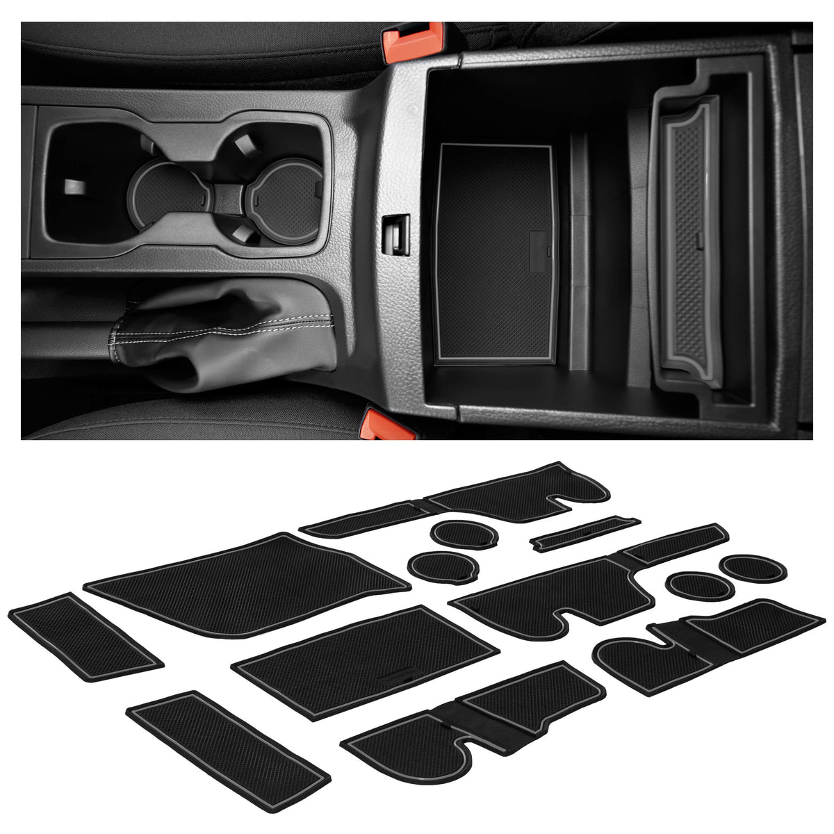 CupHolderHero Fits with Ford Ranger Accessories 2019-2023 Custom Interior Non-Slip Anti Dust Cup Holder Inserts, Center Console 