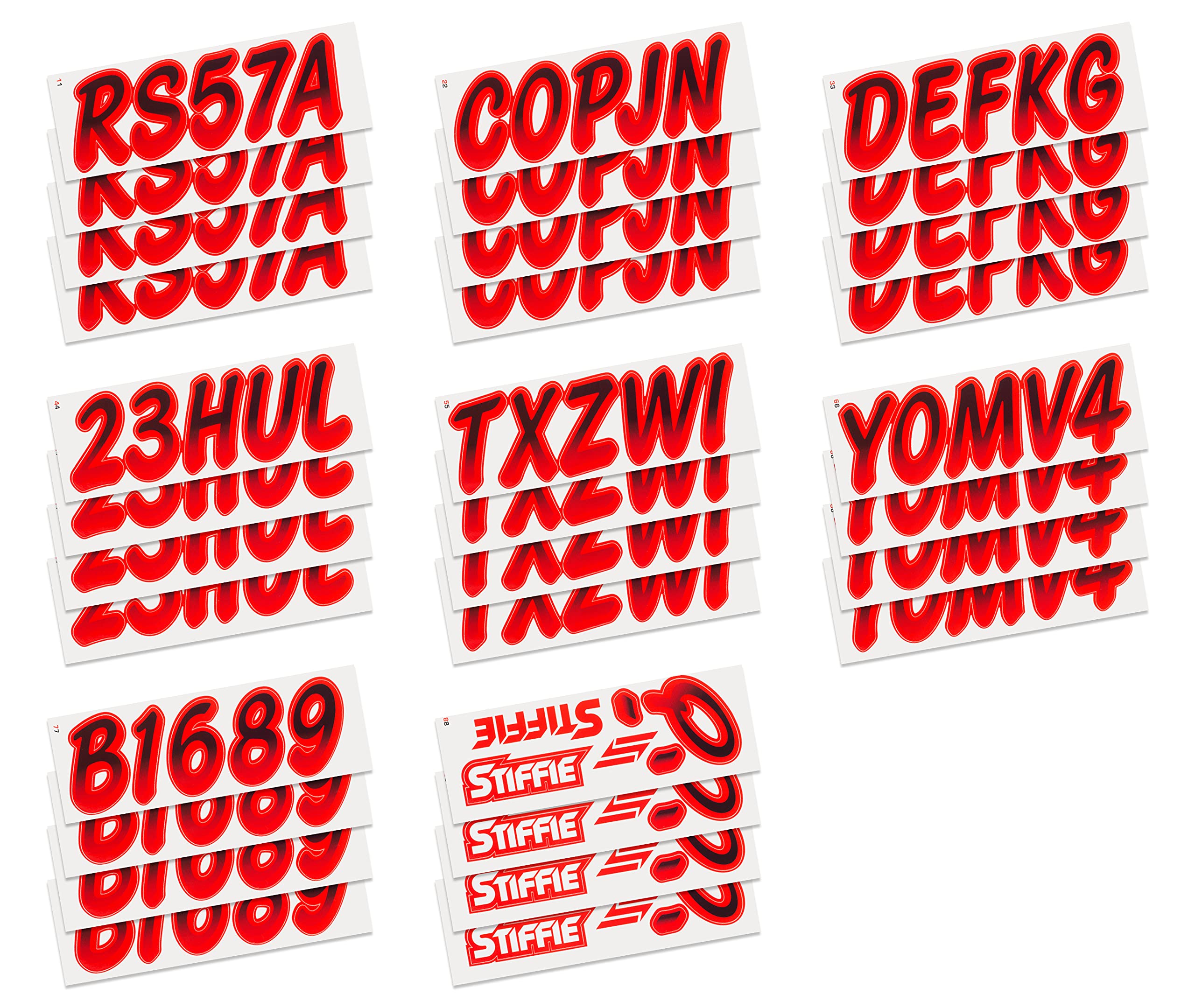 Stiffie Whipline Black/Lava Red 3 '' Super Sticky Boat & Pwc Registration Decals  Numbers Letters Stickers