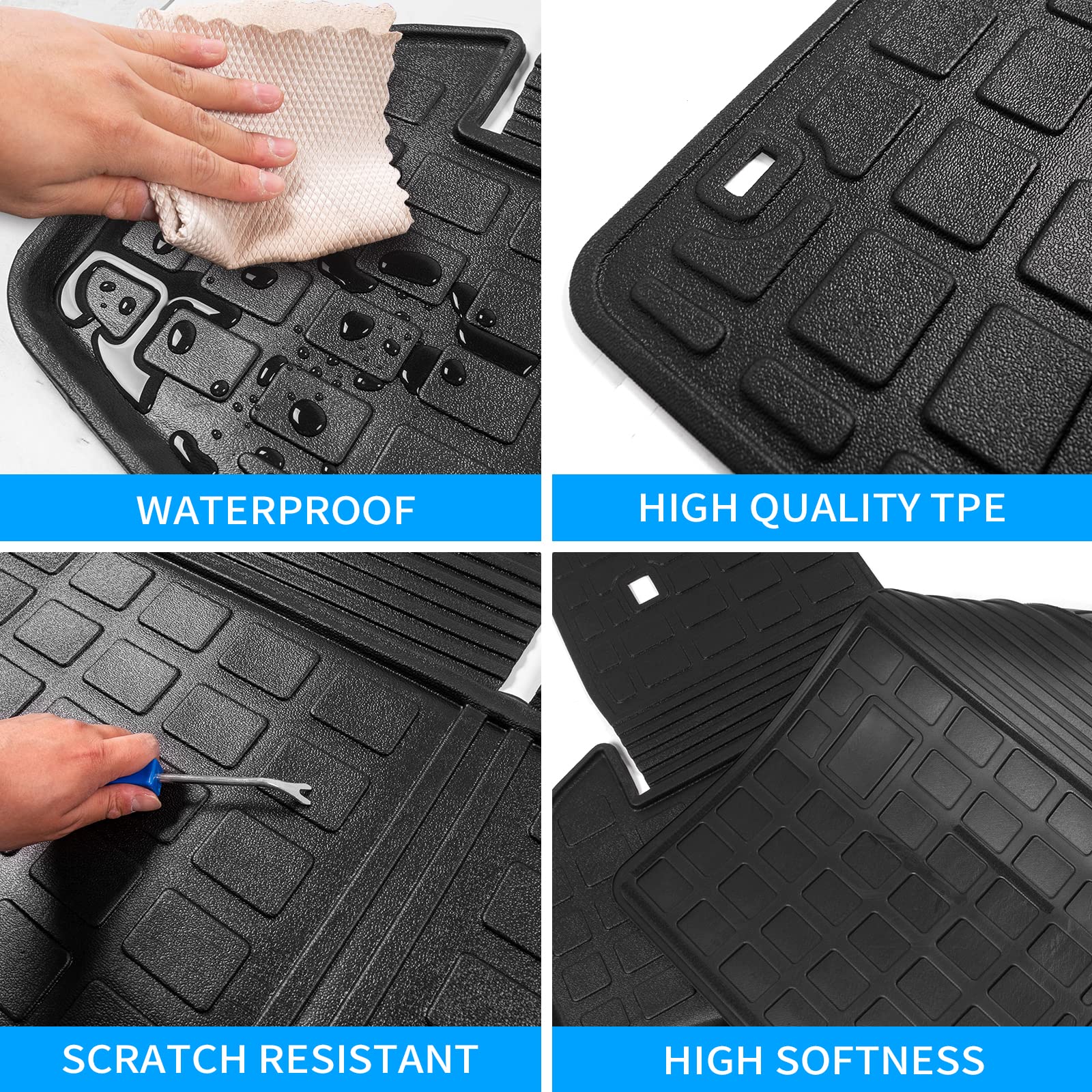 Bomely Floor Mats Compatible With 2014-2019 Toyota Highlander Cargo Liner Tpe Back Seat Cover Protector 2018 7 Seats Highlander