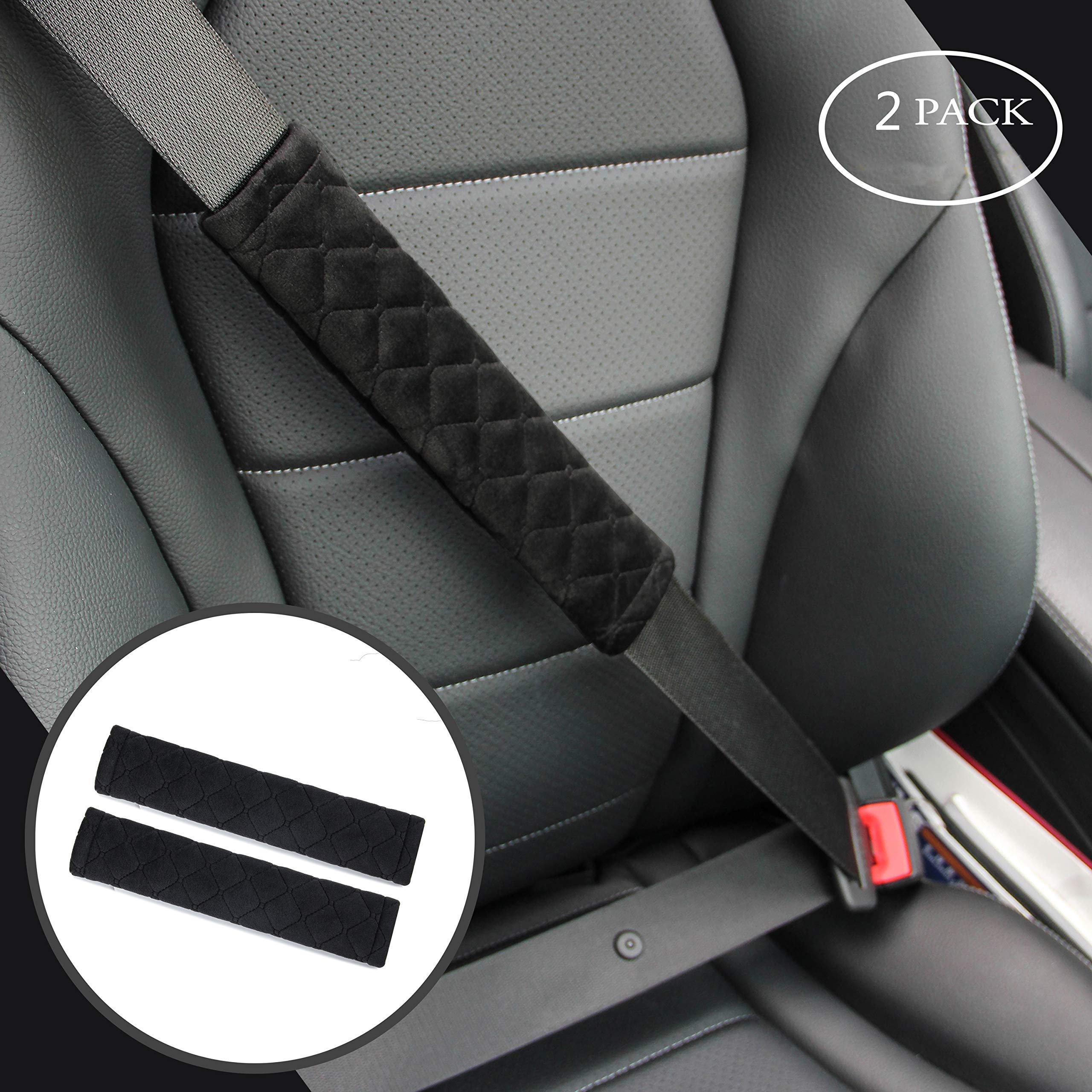 Amooca Soft Auto Seat Belt Cover Seatbelt Shoulder Pad 2 Pcs For A More Comfortable Driving Compatible With All Cars And Backpac
