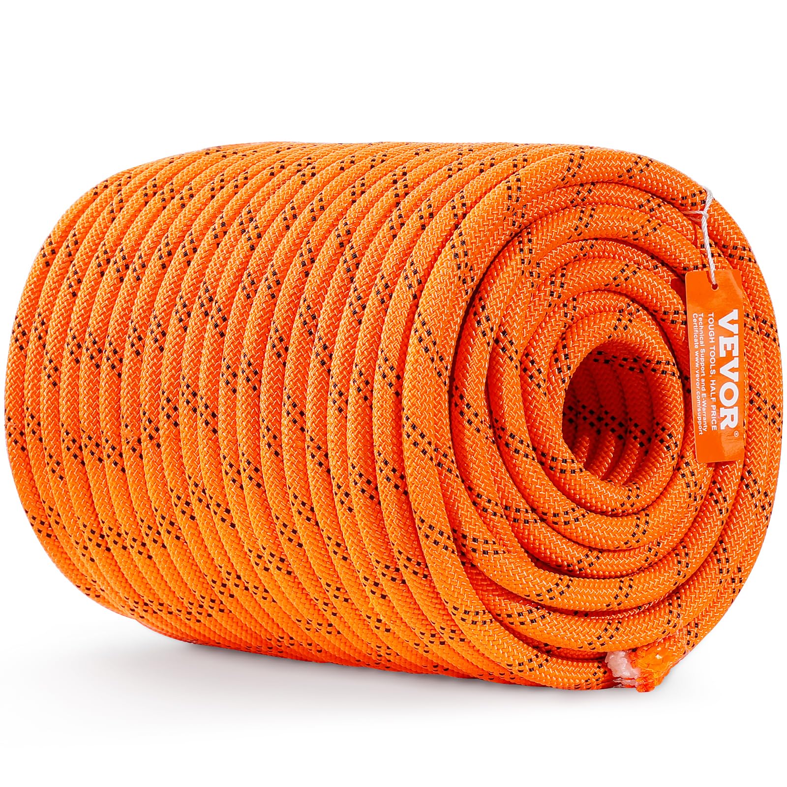 VEVOR Double Braided Polyester Rope, 1/2 in x 220 ft, 48 Strands, 8000 LBS Breaking Strength Outdoor Rope, Arborist Rigging Rope