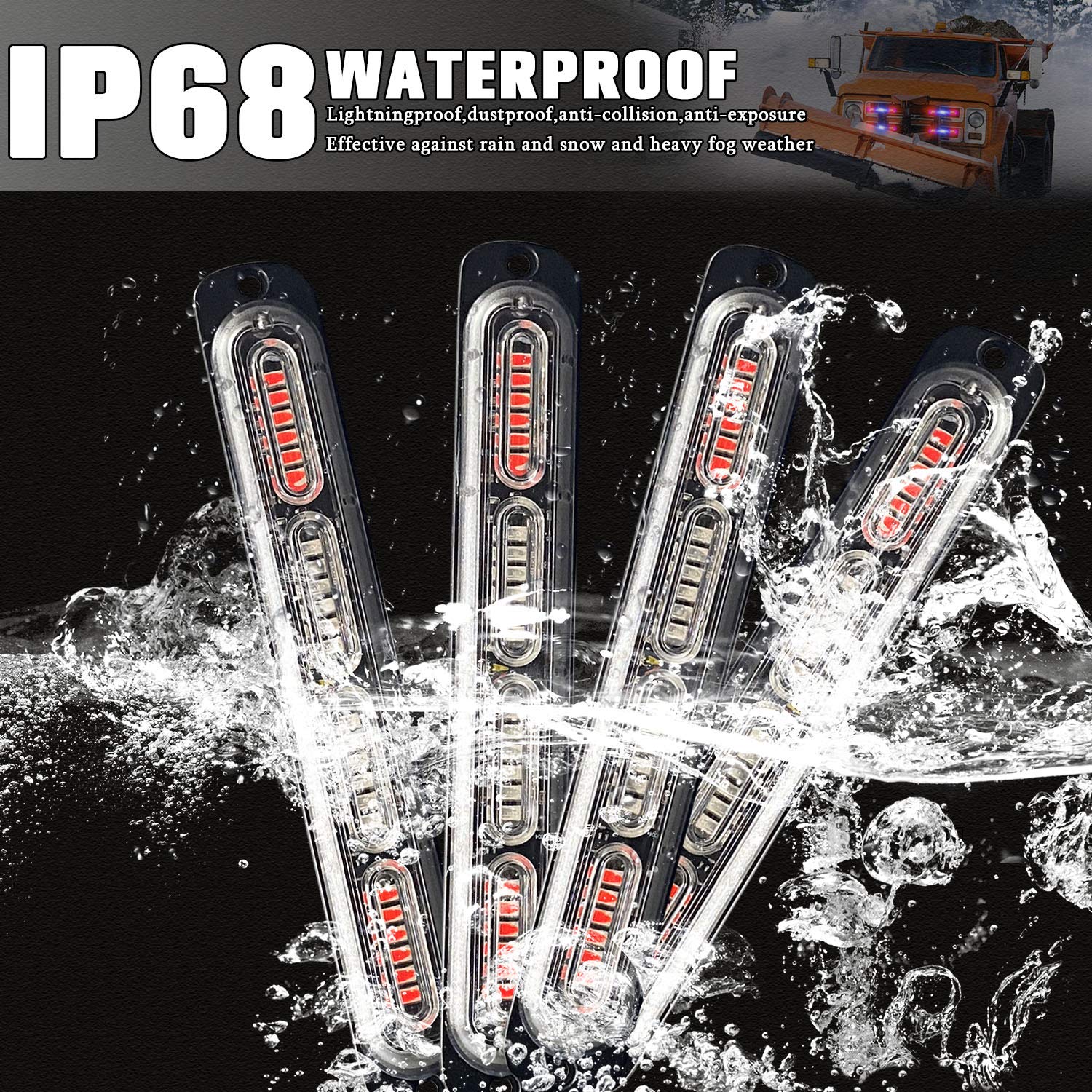 Xtauto Led Emergency Strobe Light 24-Led Red Blue Red Ultra-Thin Surface Mount Flashing Warning Beacon Hazard Construction Cauti