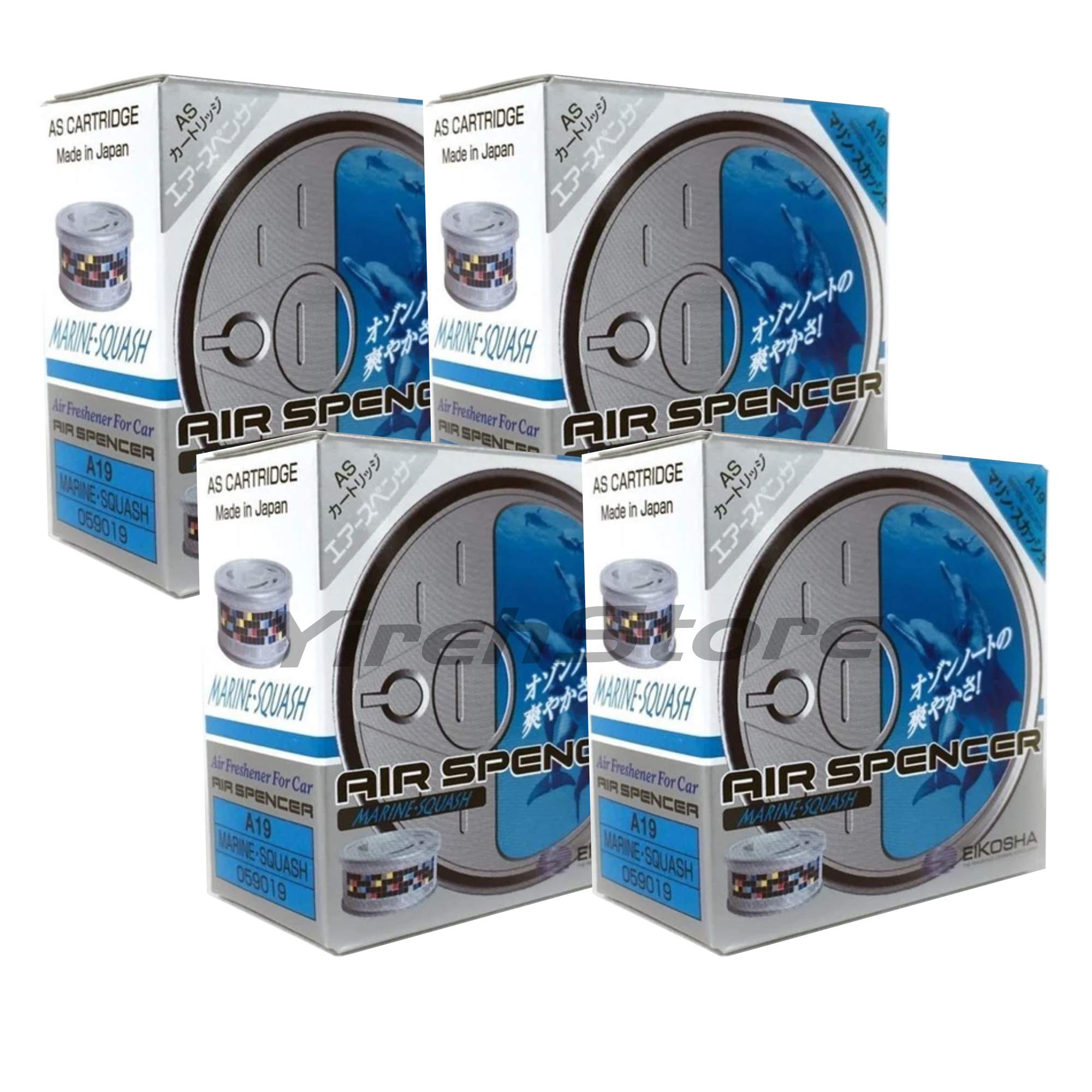 Air Spencer Cartridge Marine Squash Scent 4-Pack Car Air Freshener, Heavy Duty, Last Long, Jdm As A19 Eikosha Japan