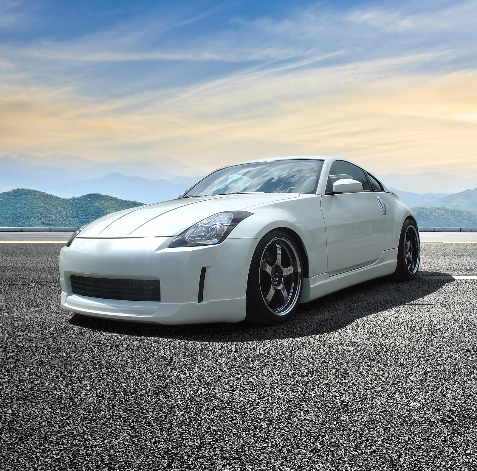 Front Bumper Lip Compatible with 2003-2005 Nissan 350Z, ING-S Style PU Black Front Lip Spoiler Splitter by IKON MOTORSPORTS, 2004