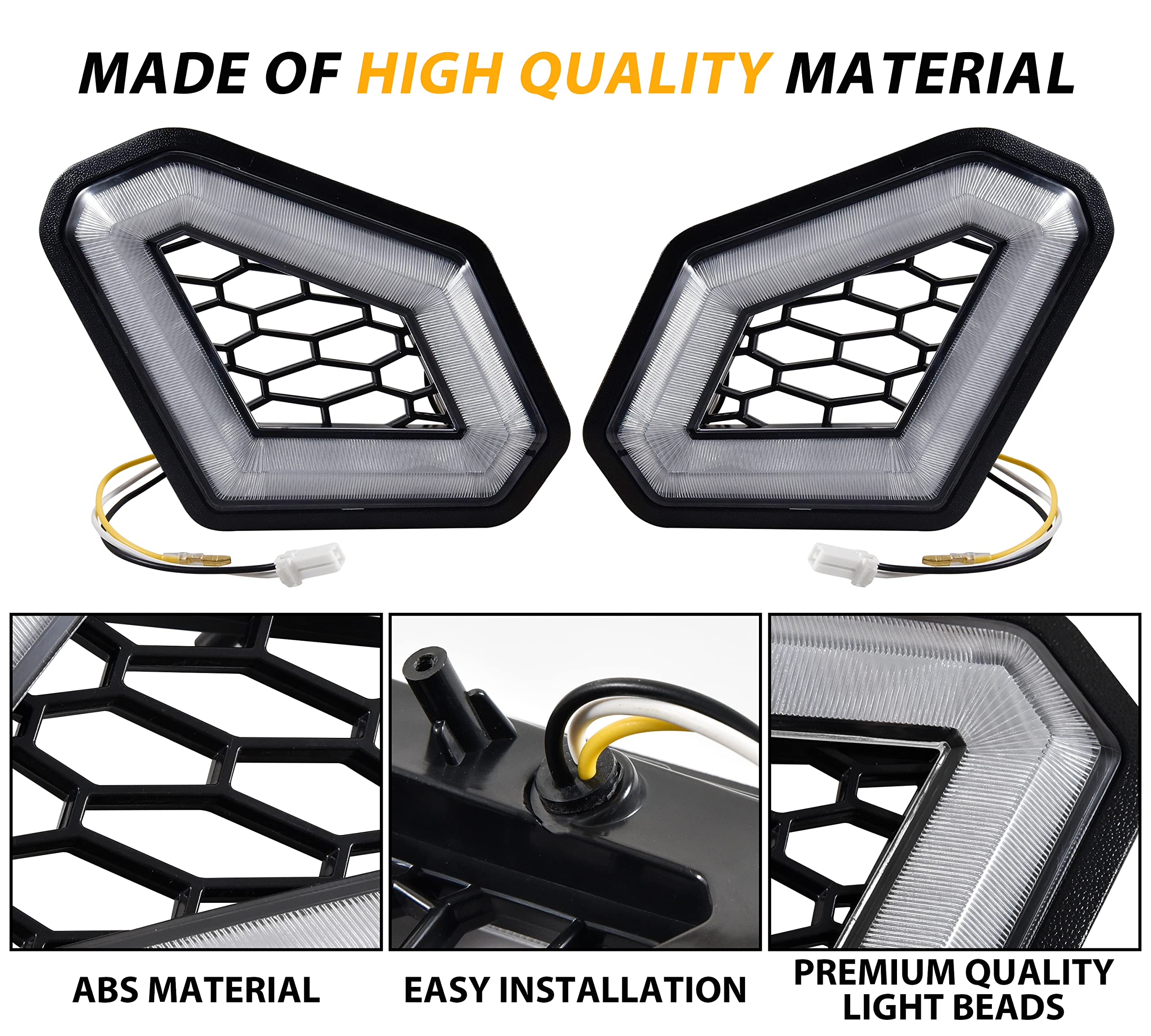 Sautvs Led Front Accent Lights For Can-Am X3, Led Auxiliary Lights Front Fascia Signature Accent Turn Signal Lights Grill Lamps