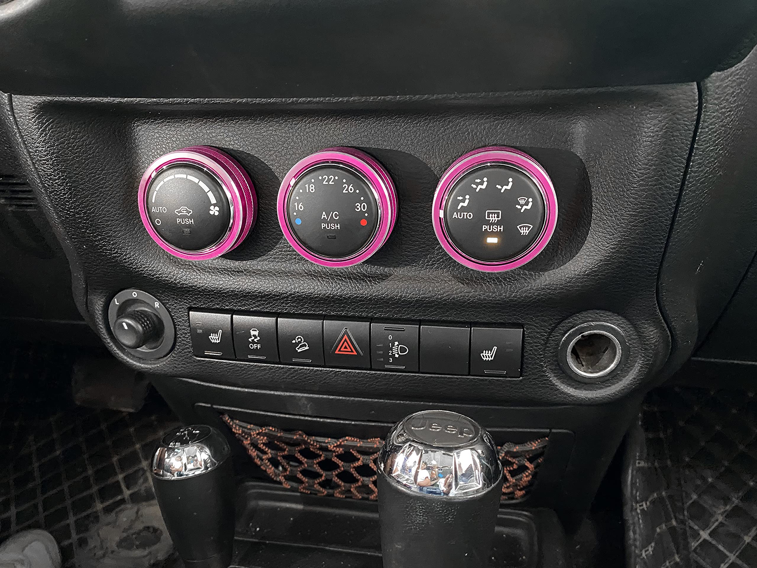 Ac Climate Control Knob Ring Air Conditioner Switch Volume Cover Compatible With 2011-2017 Jeep Wrangler Jk Jku/Dodge Challenger 2008-2014 Interior Conditioning Accessories Trim (3Pcs/Set, Pink)