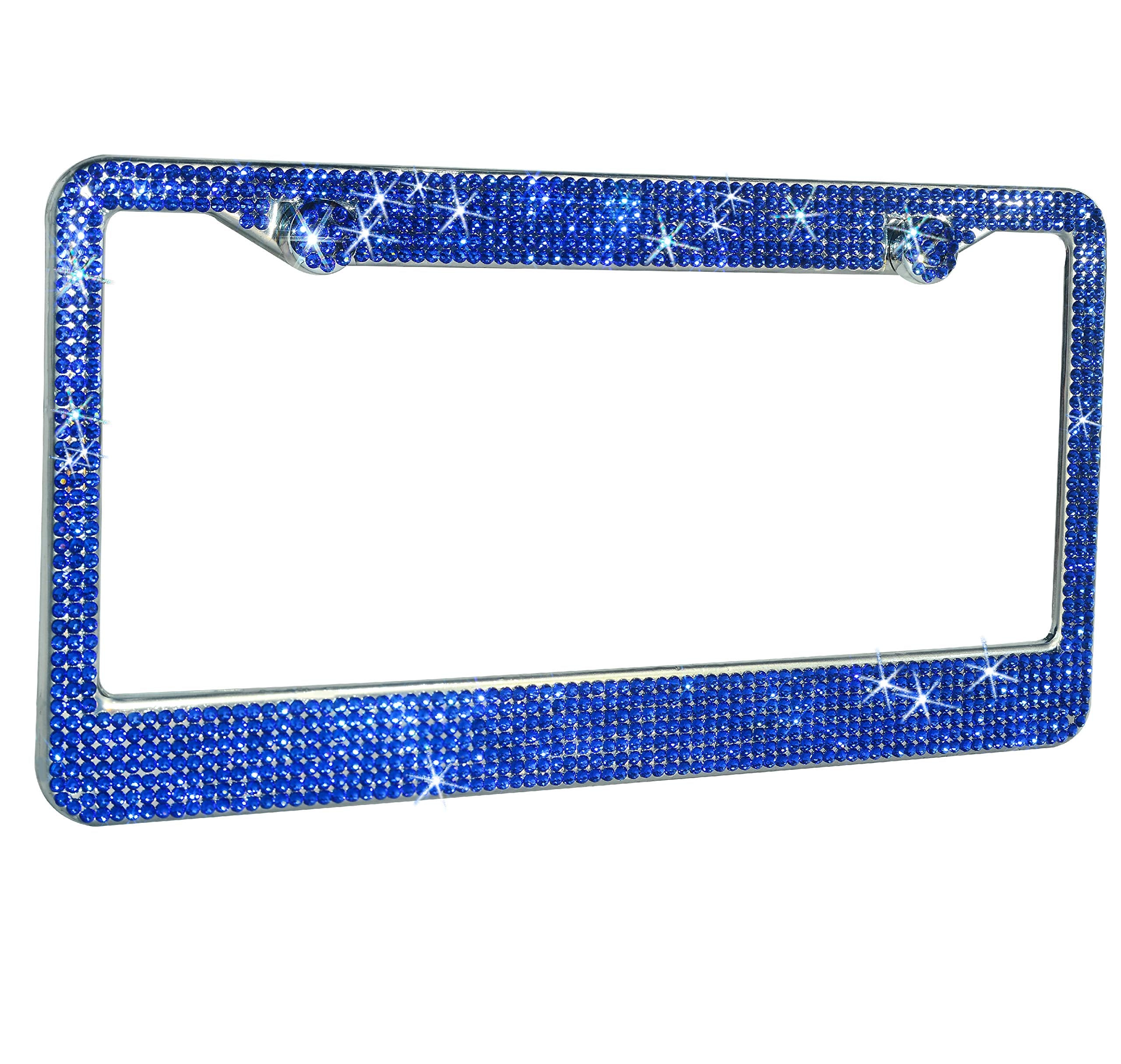 Luxury Handcrafted True Color Bling Rhinestone Premium Stainless Steel License Plate Frame With Gift Box | 1000+ Pcs Finest 14 F