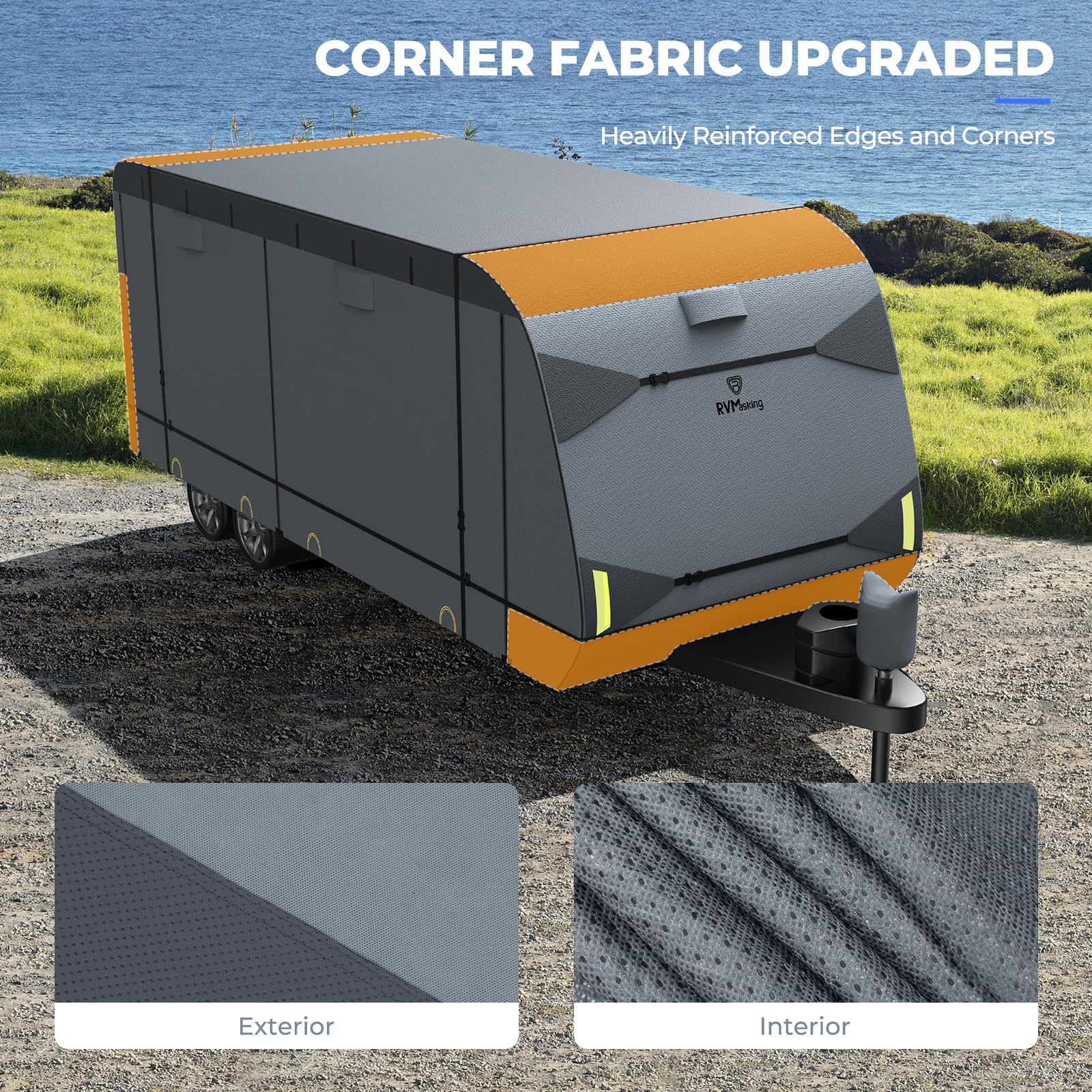 Rvmasking Rv Cover, Heavy Duty 7 Layers Travel Trailer Cover With 4 Tire Covers For 20'1''-22', Windproof Rip-Stop Anti-Uv Campe