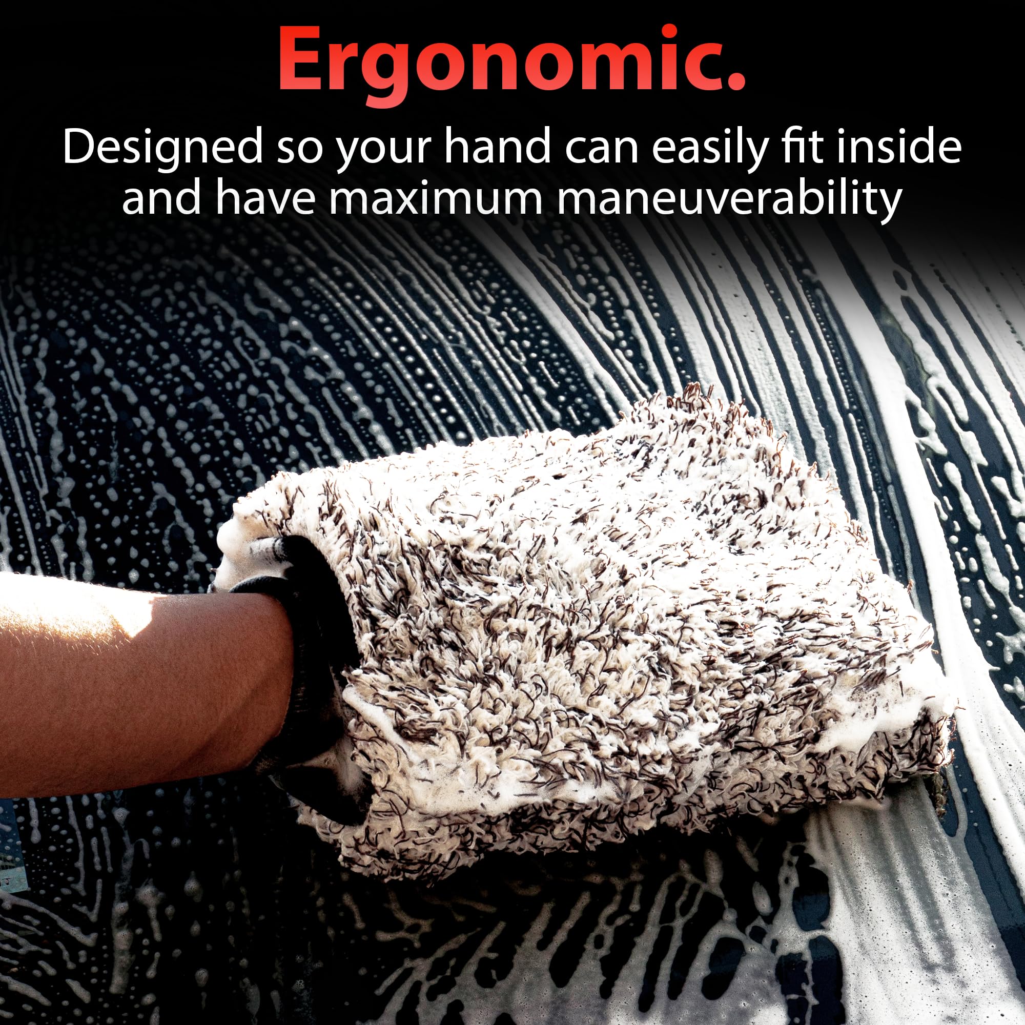 Adam'S Polishes Microfiber Car Wash Mitt, Car Sponge Wrapped In Soft, Plush Fiber Cloth Material, Safe Washing With Any Car Soap