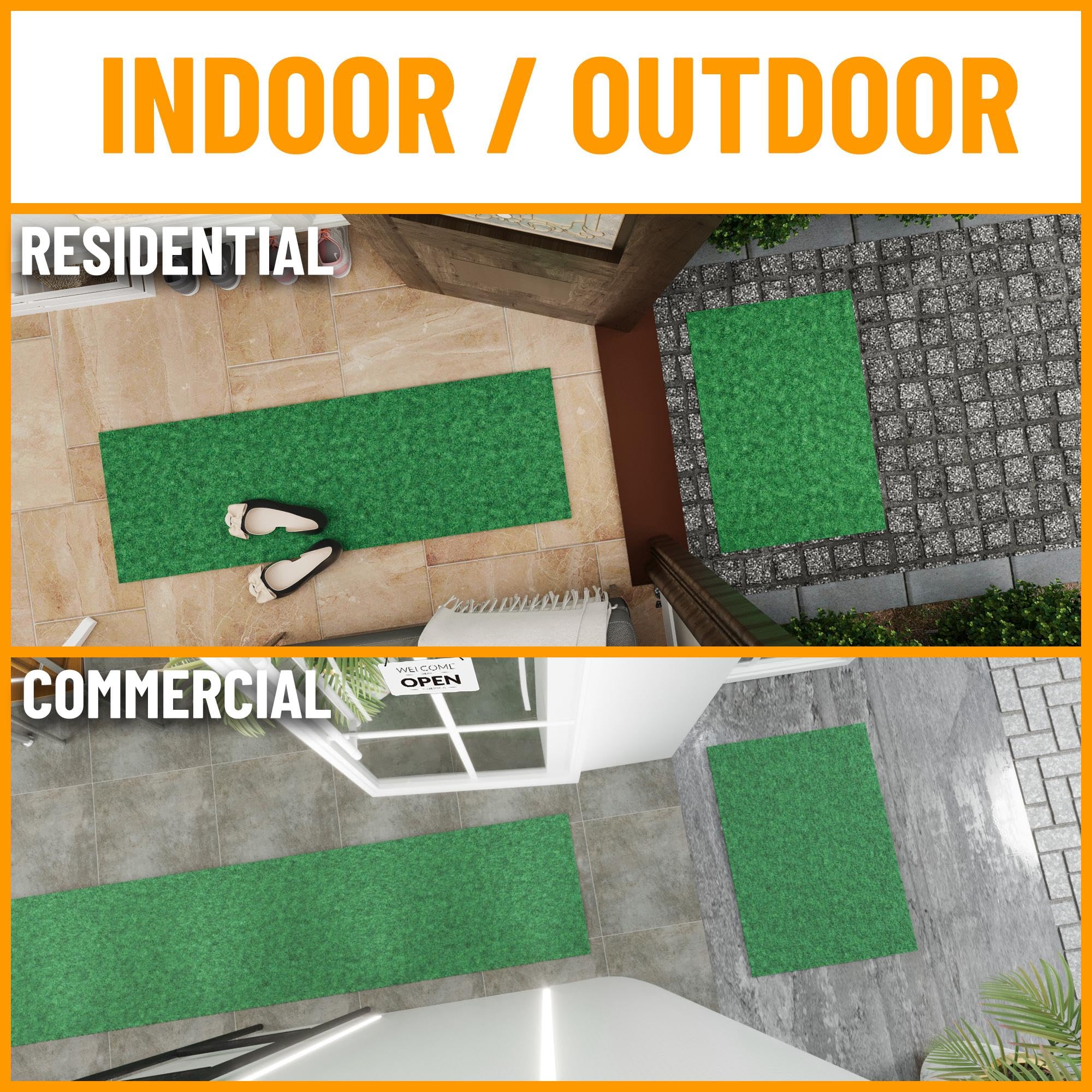 Ottomanson Solid Design Non-Slip Rubberback 2x5 Indoor/Outdoor Runner Rug for Hallway, Kitchen, Living Room, Garage, Patio, 2' x