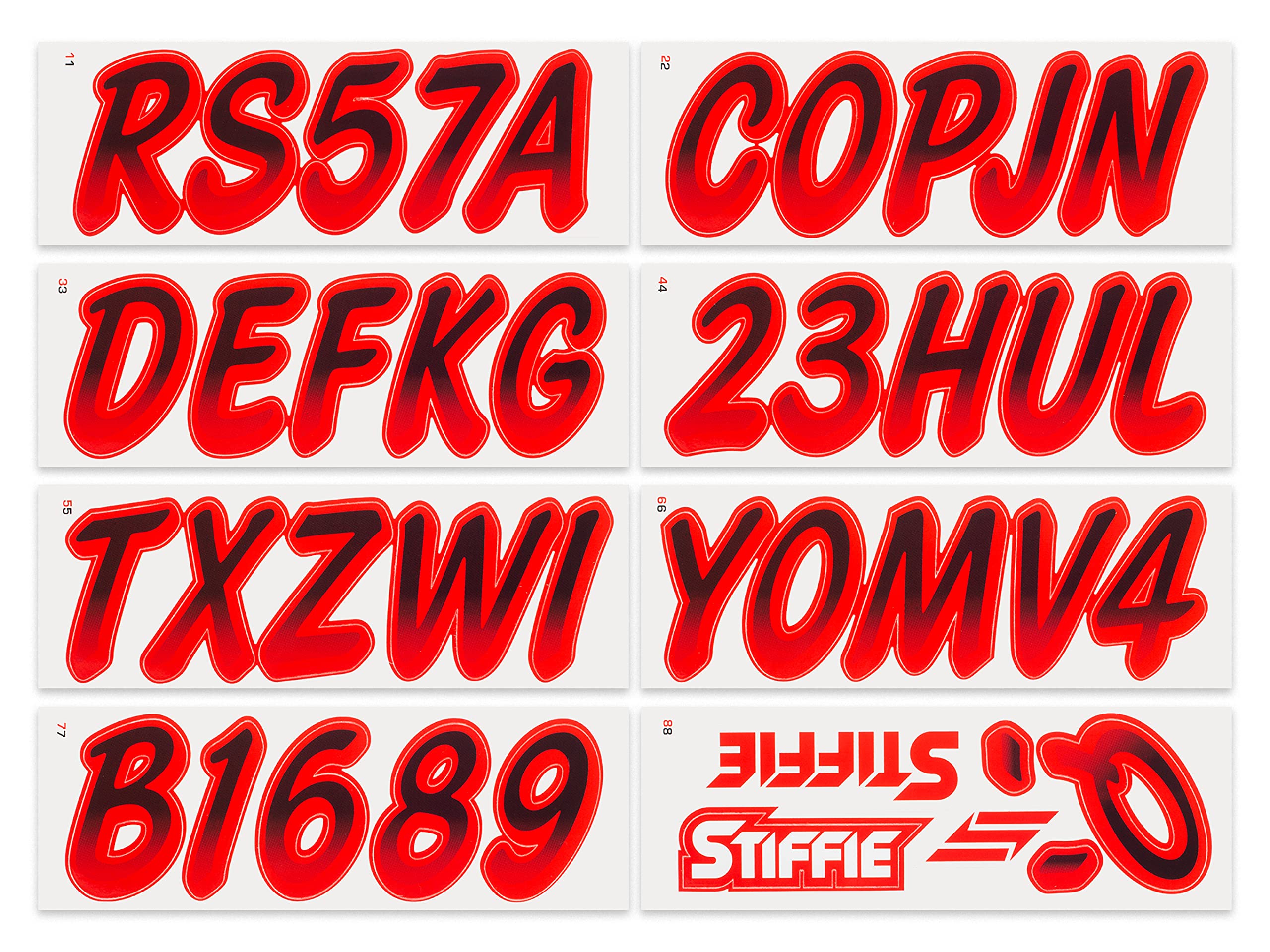 Stiffie Whipline Black/Lava Red 3 '' Super Sticky Boat & Pwc Registration Decals  Numbers Letters Stickers