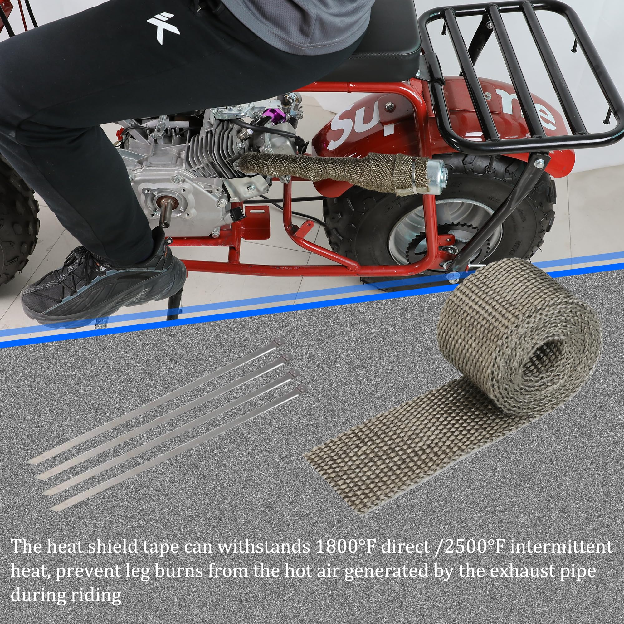 YOXUFA Mini Bike Exhaust Pipe Muffler Kit for Predator 212cc 224cc 196cc Coleman CT200U BT200X CT200U-EX 6.5hp Baja Warrior Mass