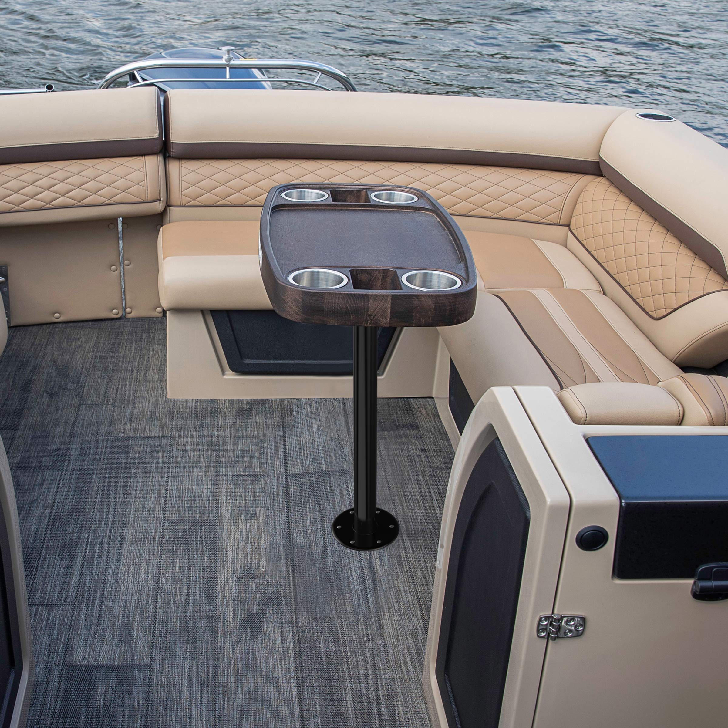 Manufacturers' Select Itc Rv Or Boat Table Leg System. 2 Complete Surfit 27" Leg Sets, Black, Recessed Mount With Aluminum Floor And Table Bases