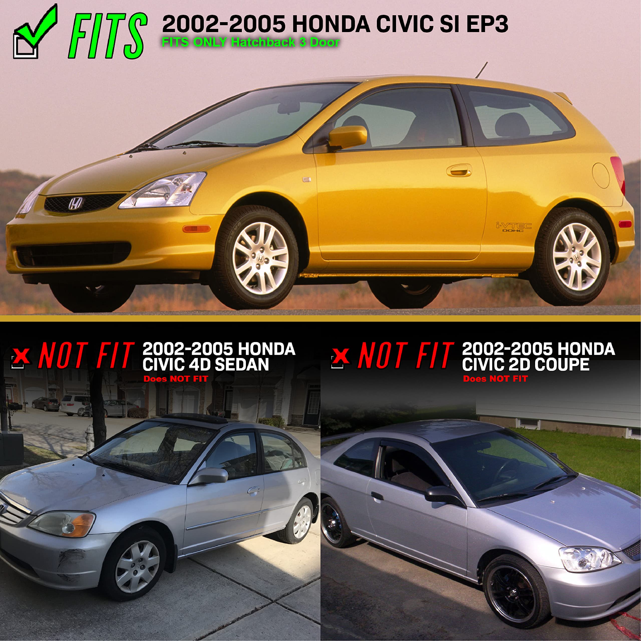 Usr Depo 02-05 Civic 3D Side Marker Lights - Bumper Sidemarkers Lamps Set (Left + Right) Compatible With 2002-2005 Honda Civic S