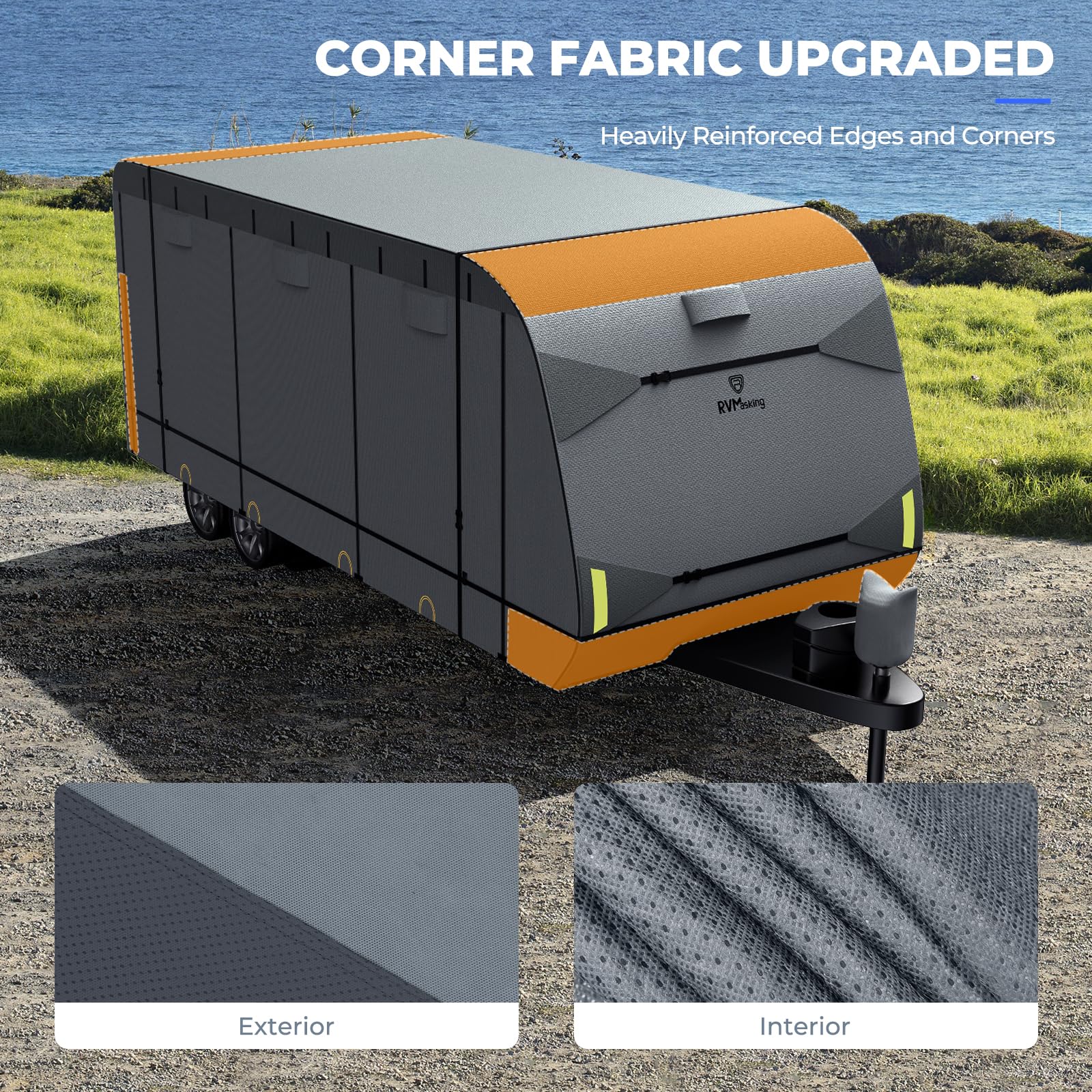 Rvmasking Rv Cover, 7 Layers Travel Trailer Cover With 4 Tire Covers For 26'1''-28'6'', Heavy Duty Windproof Rip-Stop Anti-Uv Ca