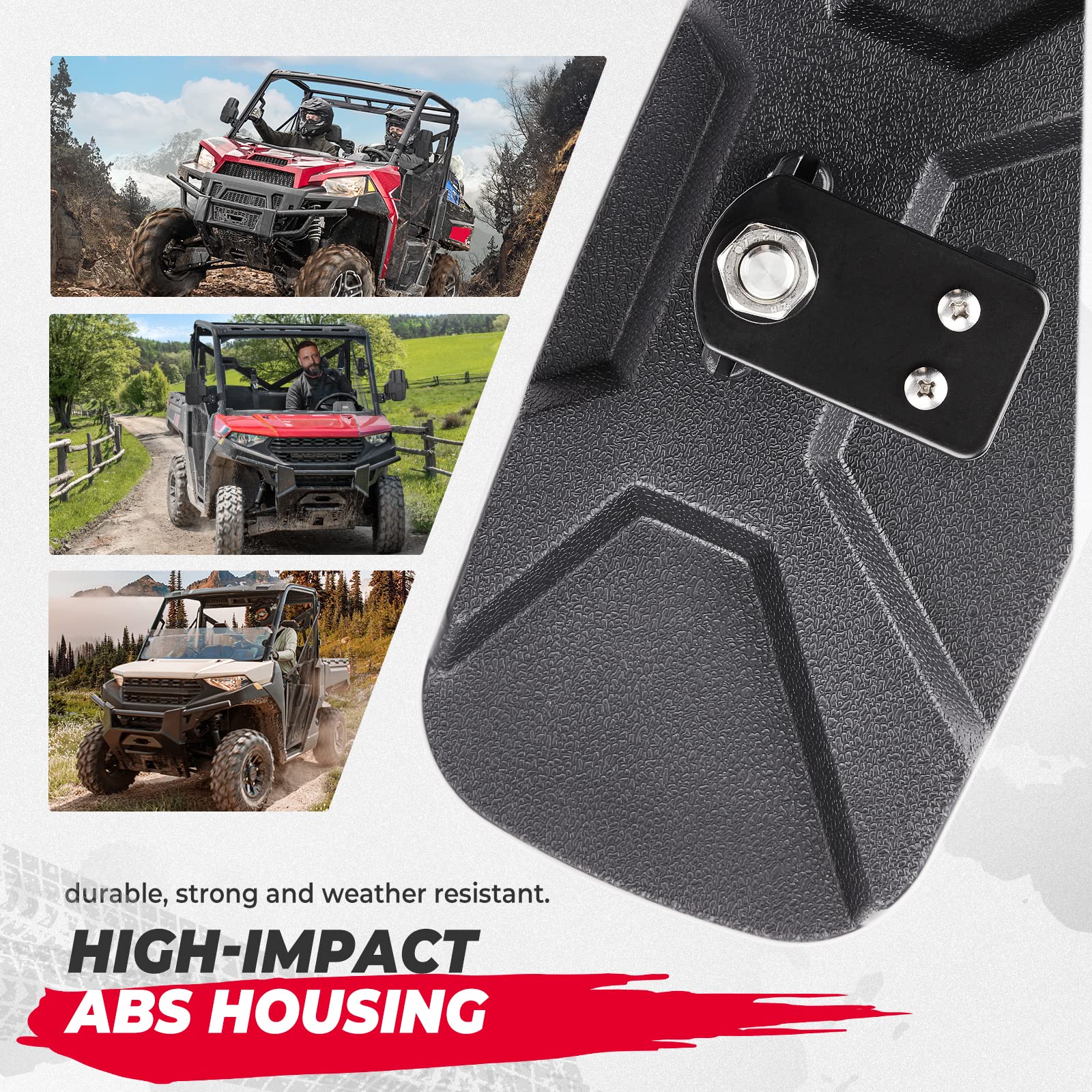 Kemimoto Utv Rear View Mirror Compatible With Polaris Ranger 500 570 900 Xp 1000 Xp/Crew 2017-2025 With Factory Drop Down Mounti