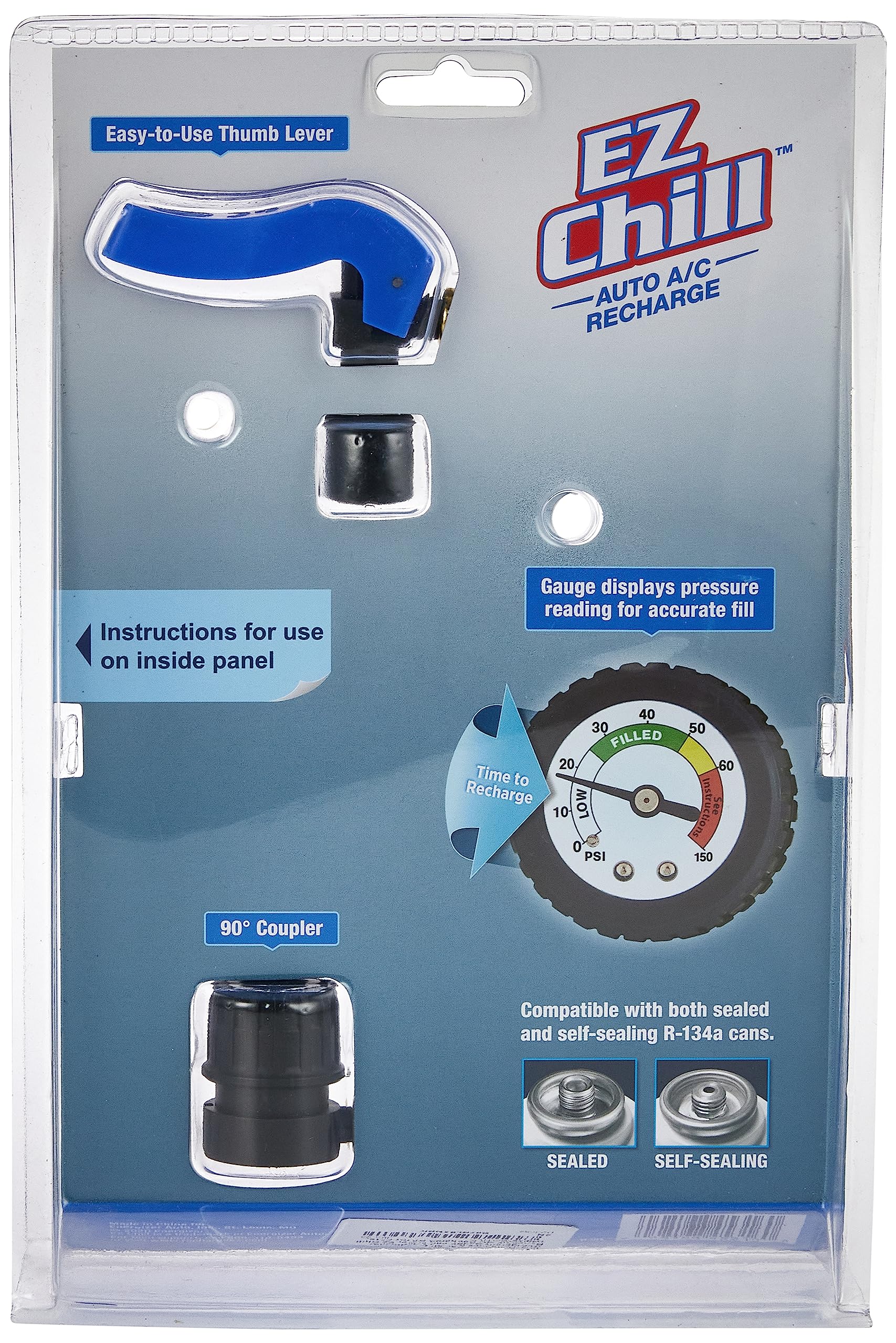 Interdynamics Car Air Conditioner Refrigerant Gauge And Hose By Interdynamics, Ez Chill Reusable Ac Recharge Kit For Cars, Truck