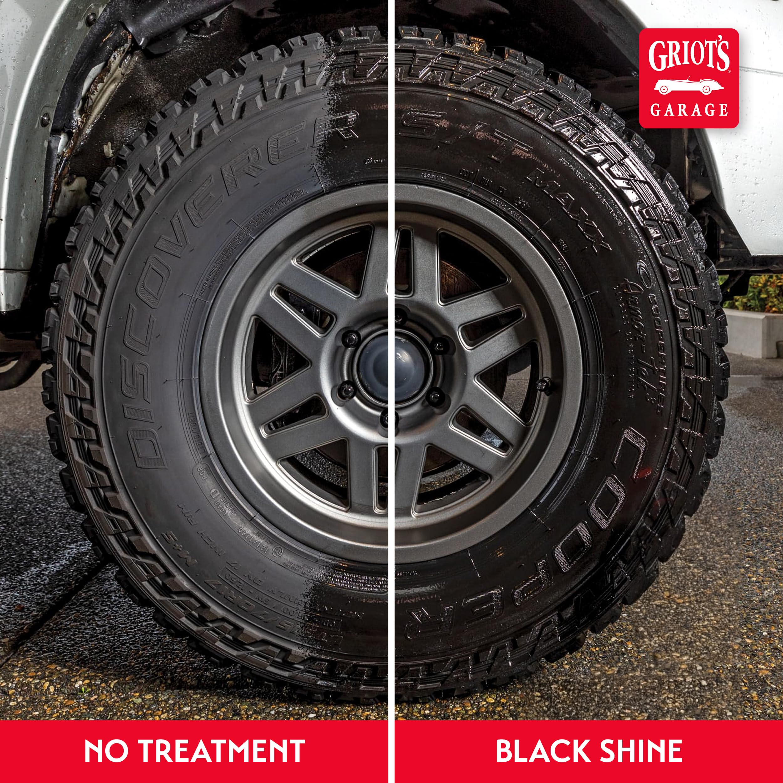 Griot'S Garage Black Shine Tire And Trim Coating, Water-Resistant Dressing, Provides A High-Gloss Finish, Rain Protection, 57709