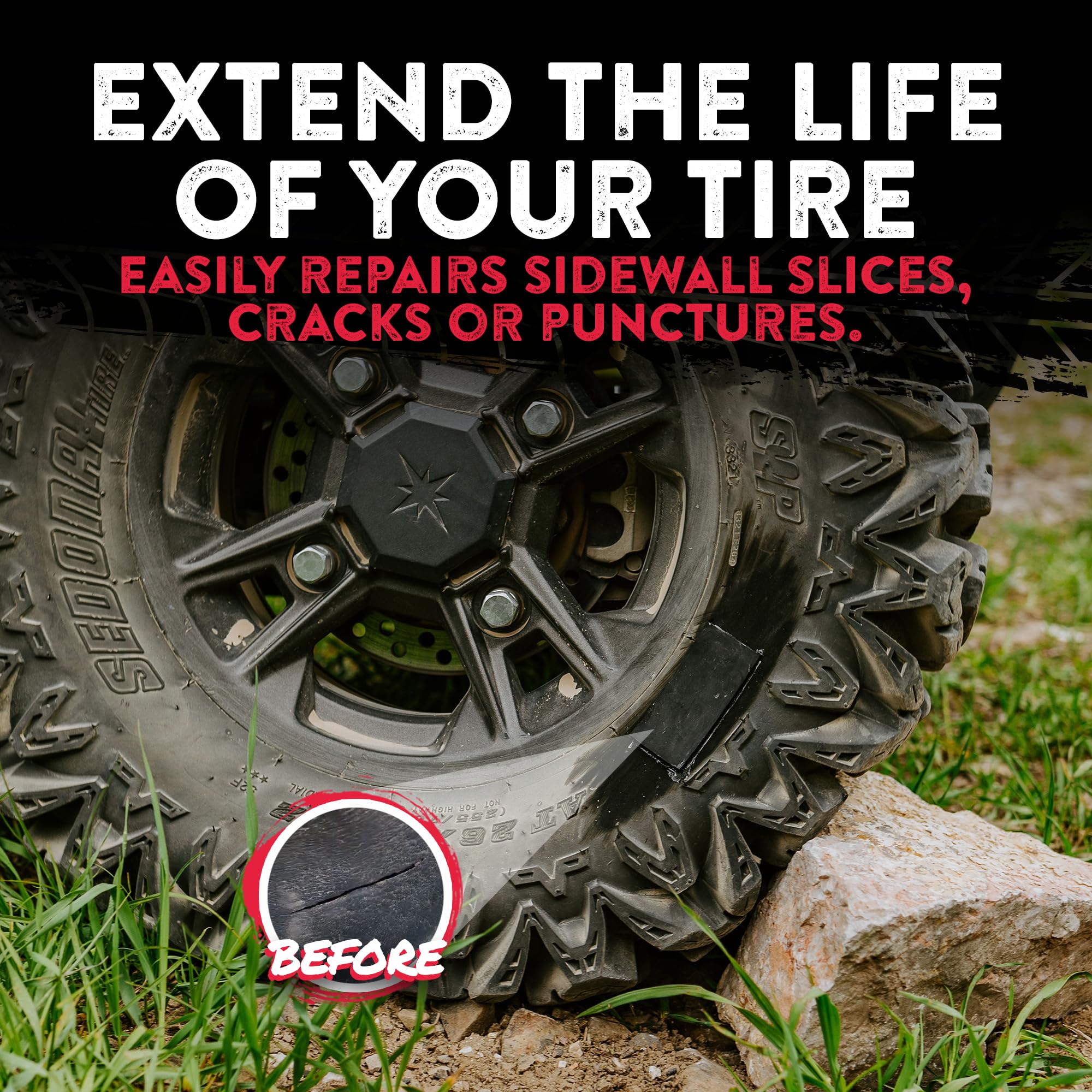 GlueTread Tractor Sidewall Tire Repair Kit | Off-Road Puncture Repair Anywhere No Need to Remove Tire | Enough Material to Patch