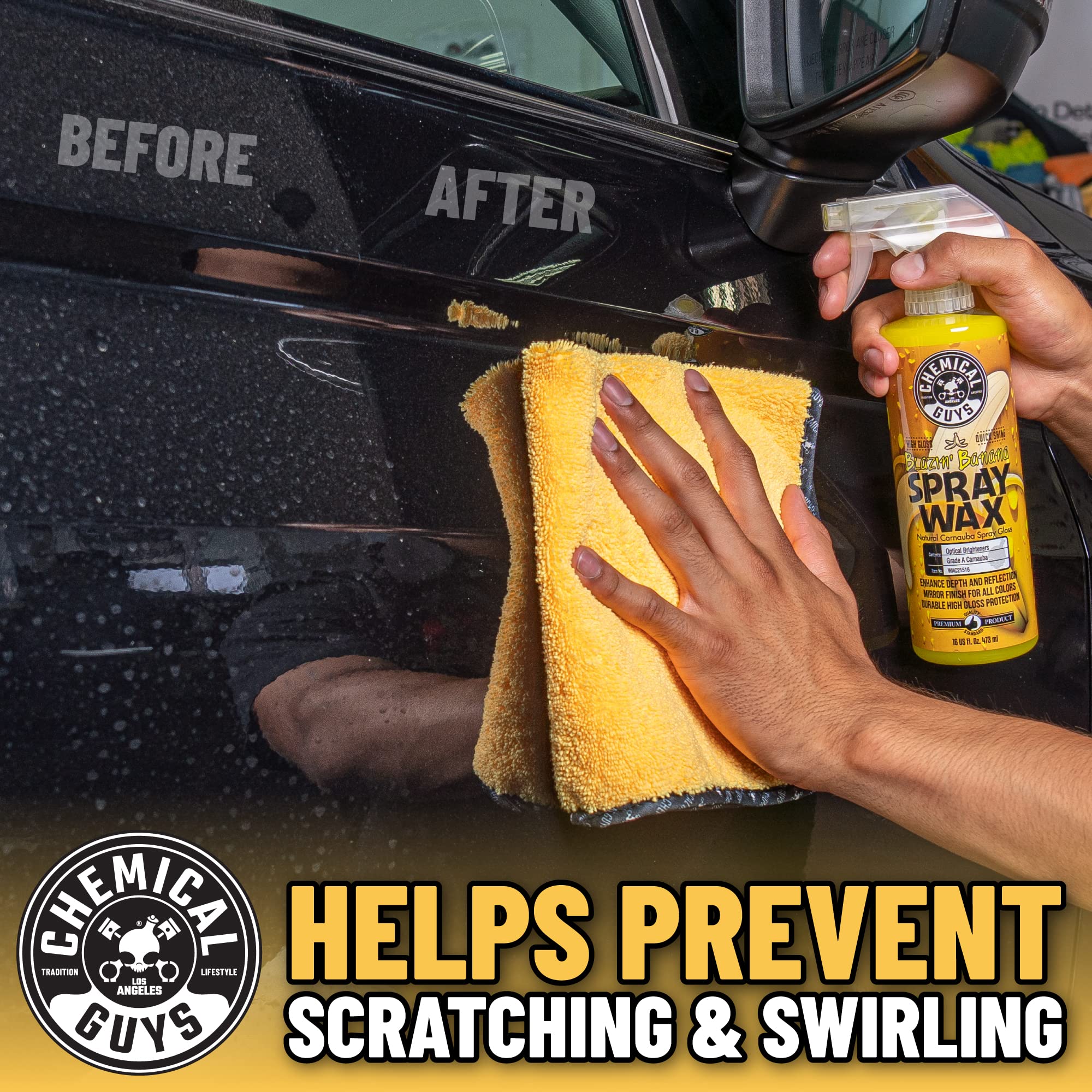 Chemical Guys Mic 506 03 Professional Grade Premium Microfiber Towels, Gold (16 Inch X 16 Inch) (Pack Of 3) - Safe For Car Wash,